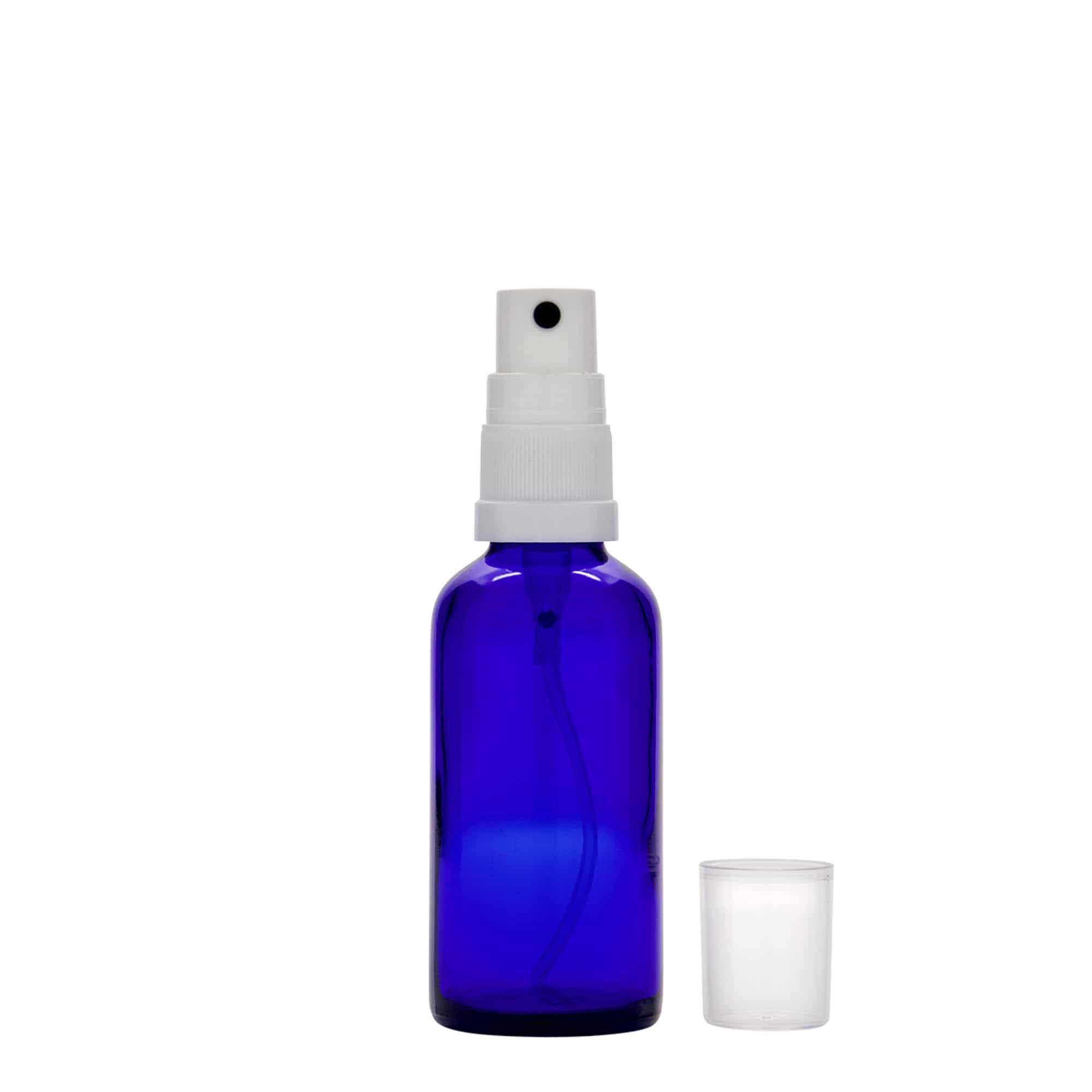 50 ml Flacone spray farmaceutico, vetro, blu reale, imboccatura: DIN 18