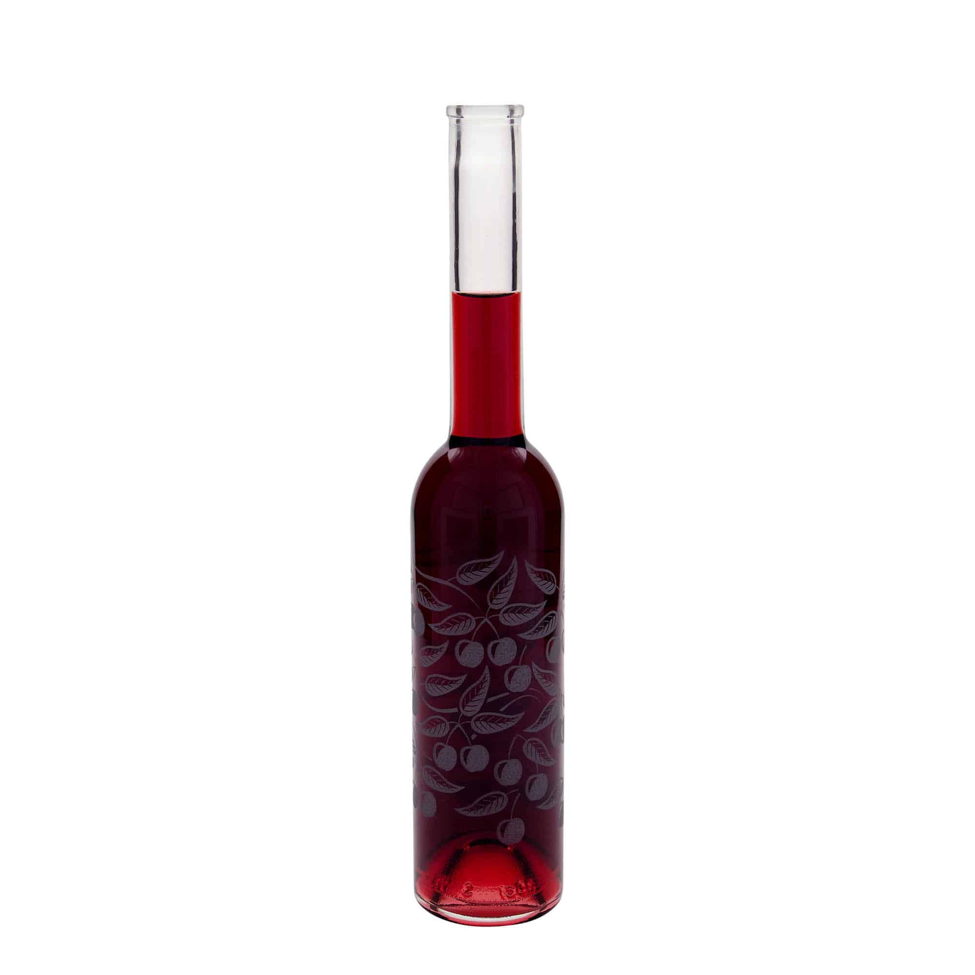 350 ml Bottiglia di vetro 'Opera', motivo: ciliegie, imboccatura: fascetta