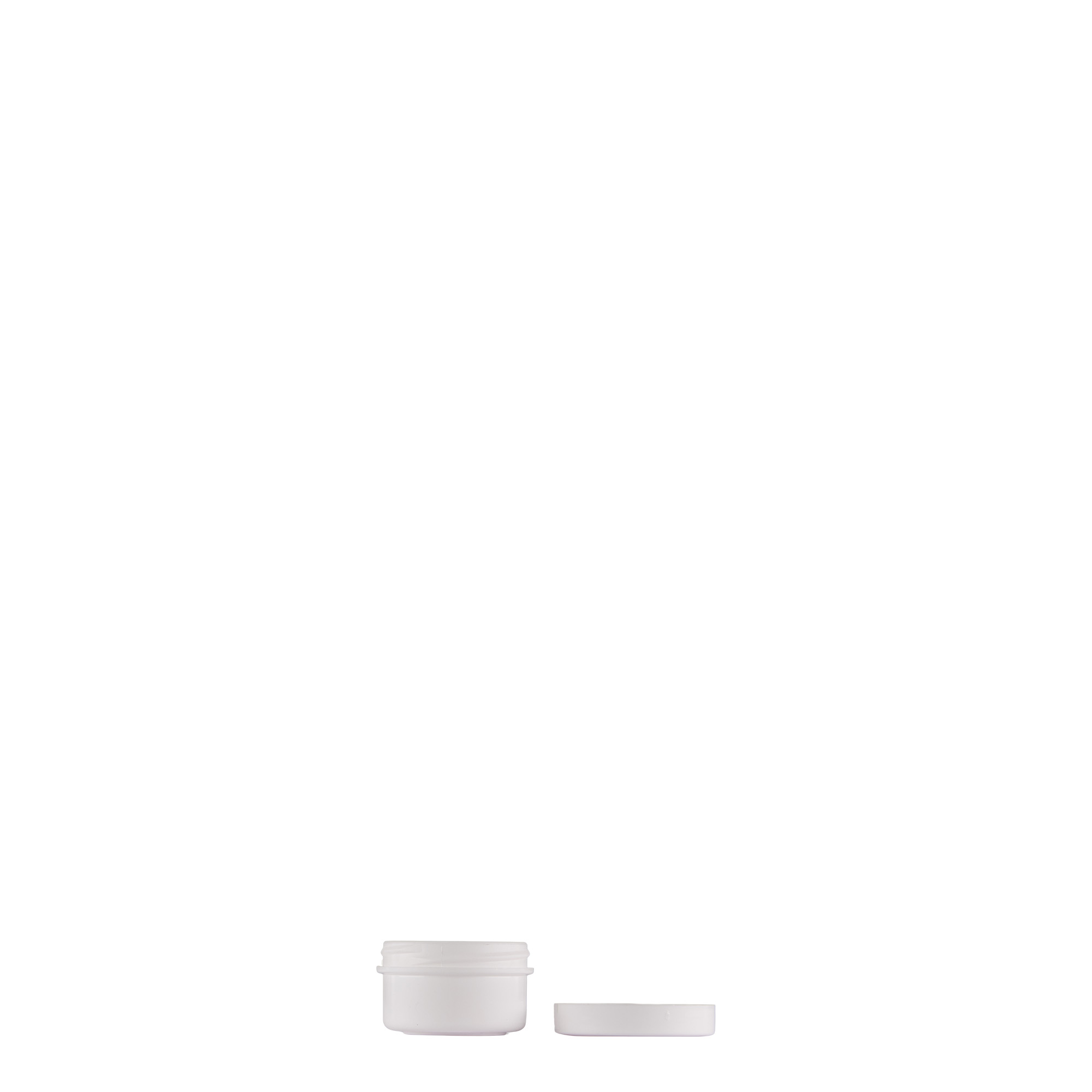 6 ml barattolo in plastica 'White Line', PP, bianco, bocca: chiusura a vite 6 ml barattolo in plastica 'White Line', PP, bianco, bocca: chiusura a vite