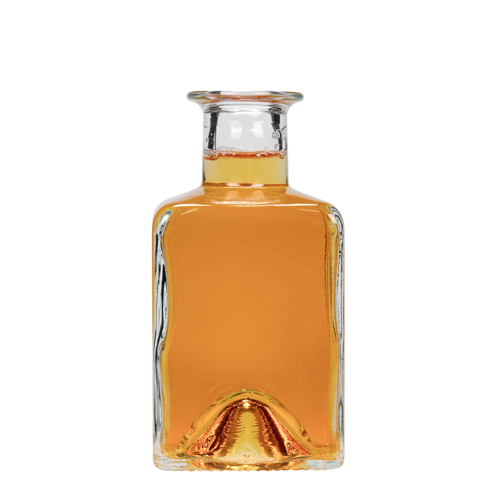 Bottiglia di vetro da 200 ml 'Kubica', quadrata, bocca: tappo di sughero Bottiglia di vetro da 200 ml 'Kubica', quadrata, bocca: tappo di sughero