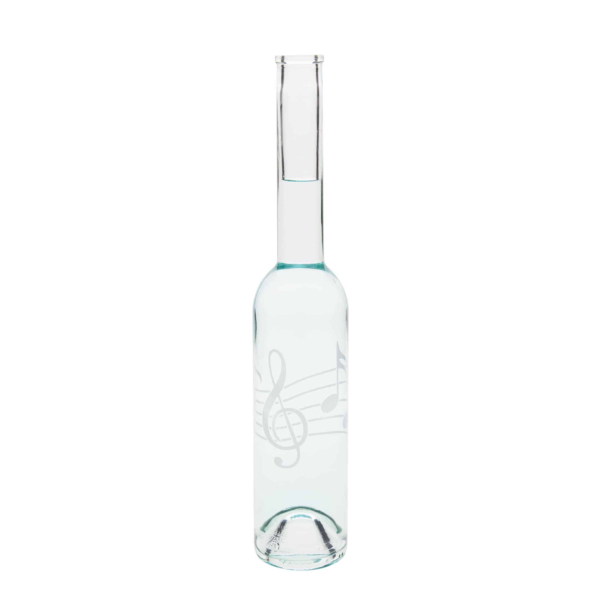 Bottiglia di vetro da 350 ml 'Opera', motivo: note musicali, bocca: sughero Bottiglia di vetro da 350 ml 'Opera', motivo: note musicali, bocca: sughero