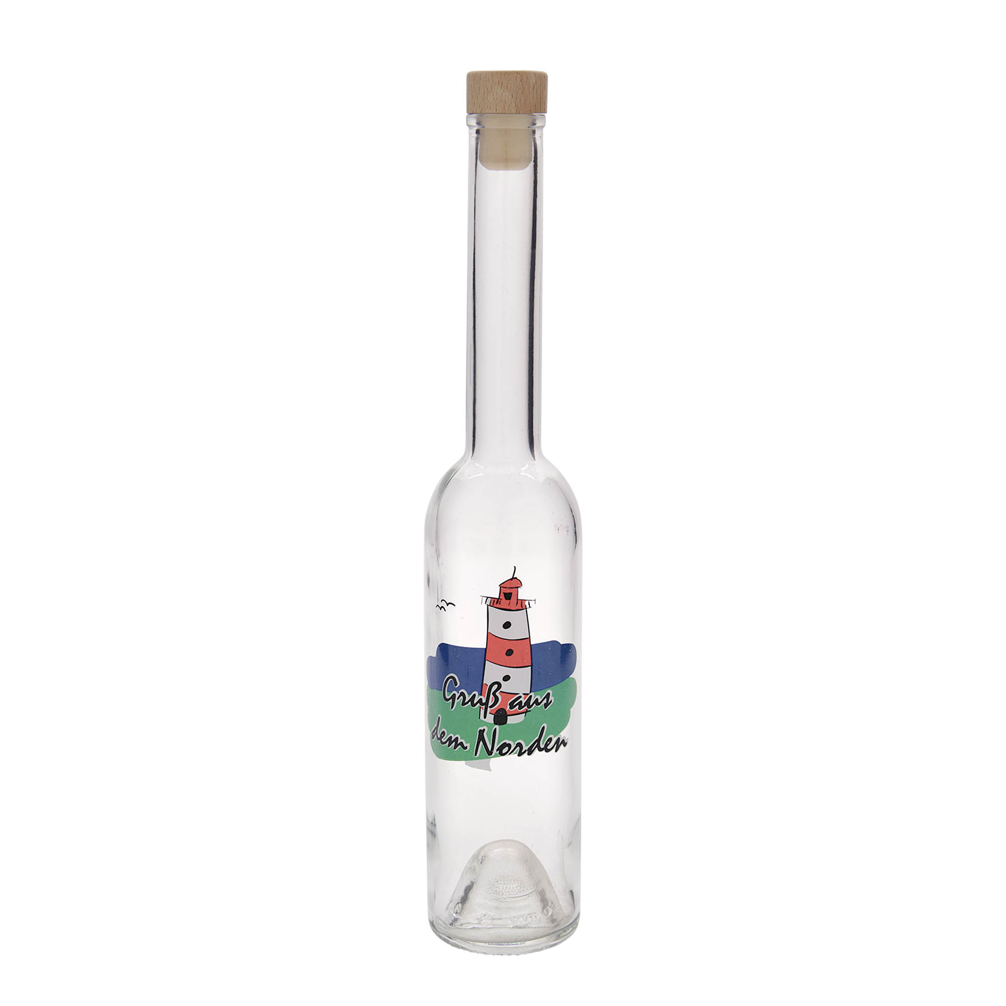 Bottiglia di vetro da 350 ml 'Opera', motivo: Nord, bocca: tappo di sughero Bottiglia di vetro da 350 ml 'Opera', motivo: Nord, bocca: tappo di sughero