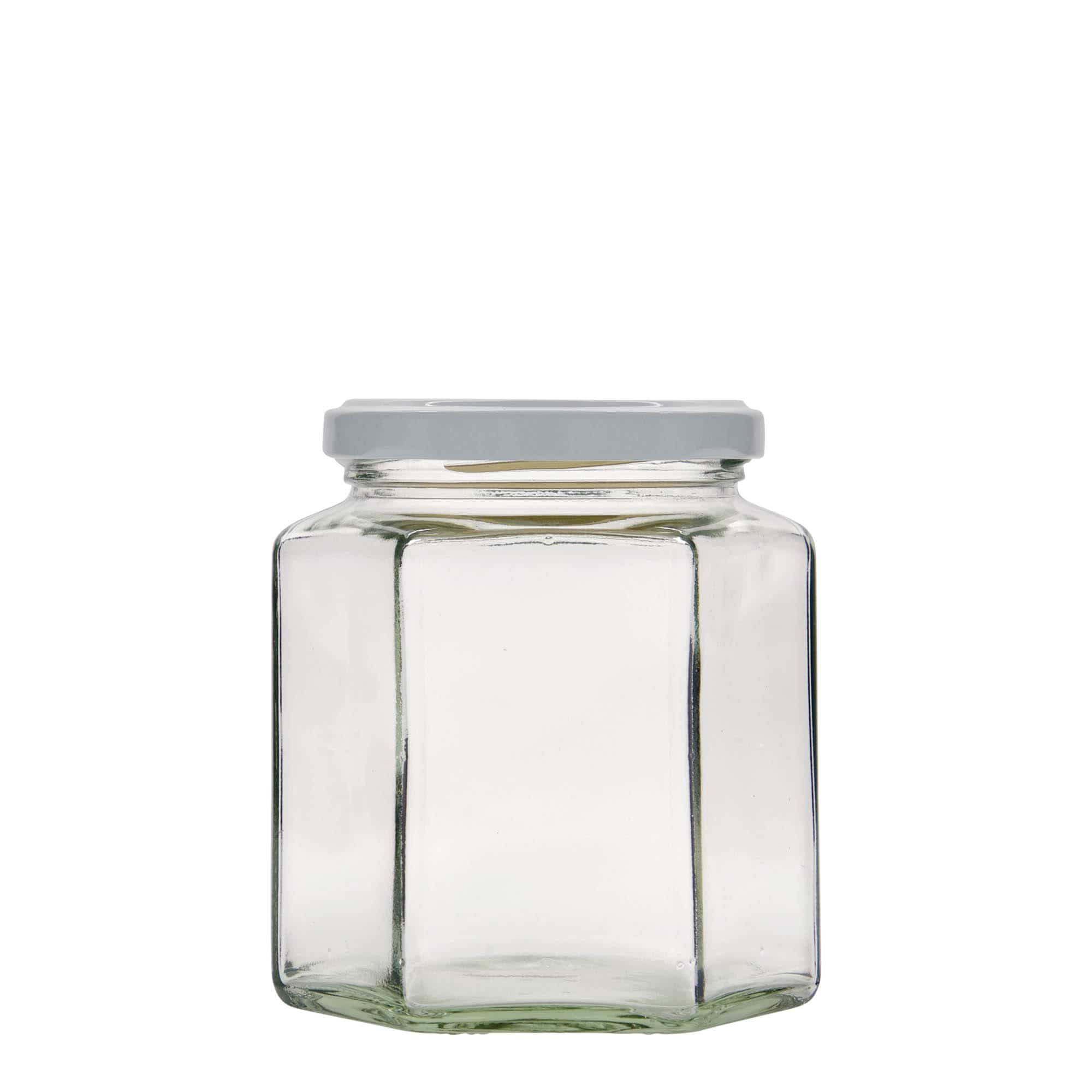 390 ml Vasetto esagonale, vetro, imboccatura: Twist-Off (TO 70)