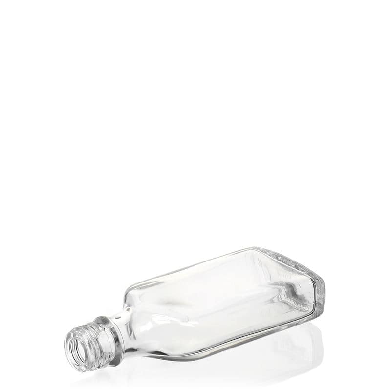 40 ml Fiaschetta tascabile, rettangolare, vetro, imboccatura: PP 18