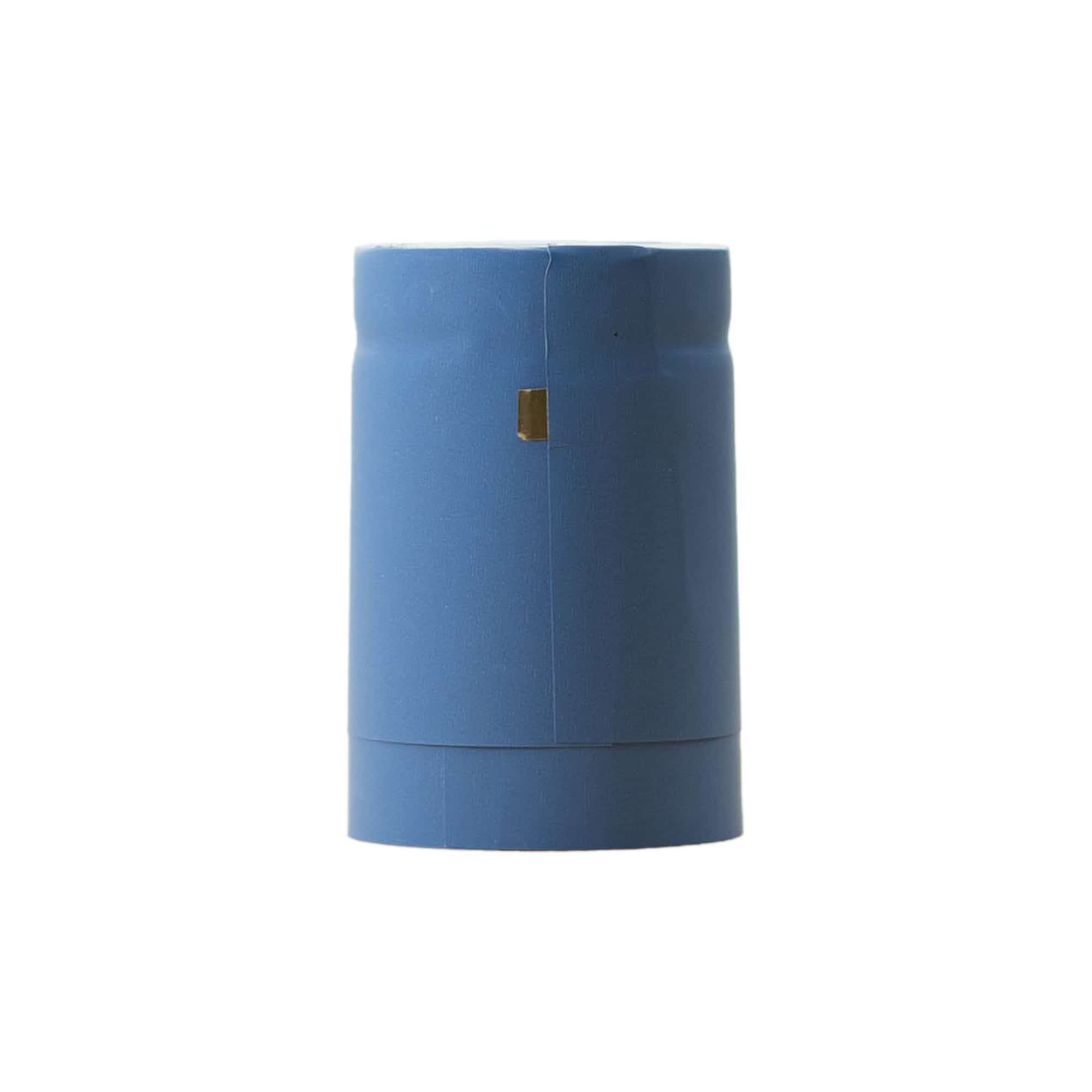 Capsula termoretraibile 32x41, plastica PVC, celeste Capsula termoretraibile 32x41, plastica PVC, celeste