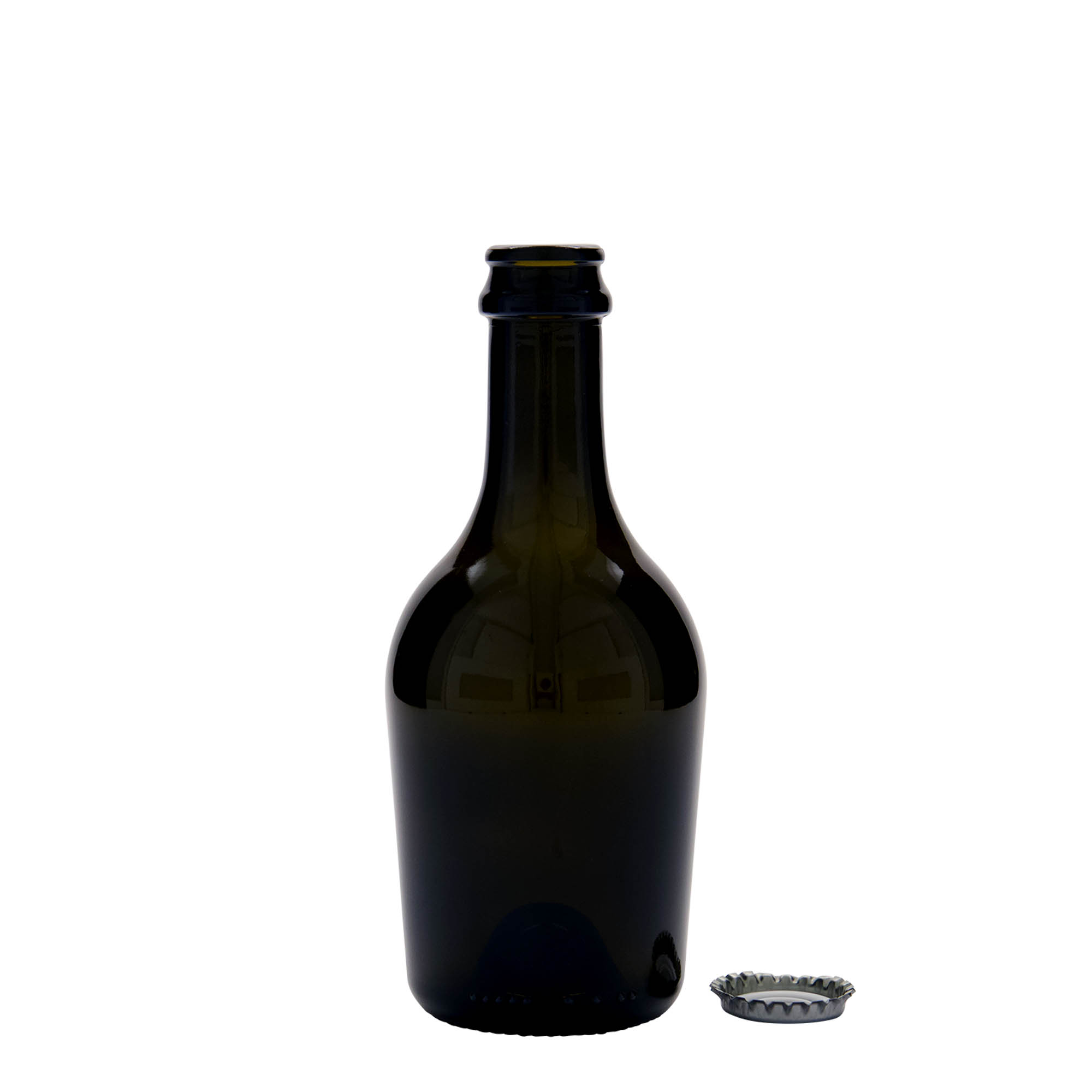 Bottiglia da 330 ml per birra/spumante 'Butterfly', vetro, verde antico, bocca: tappo corona