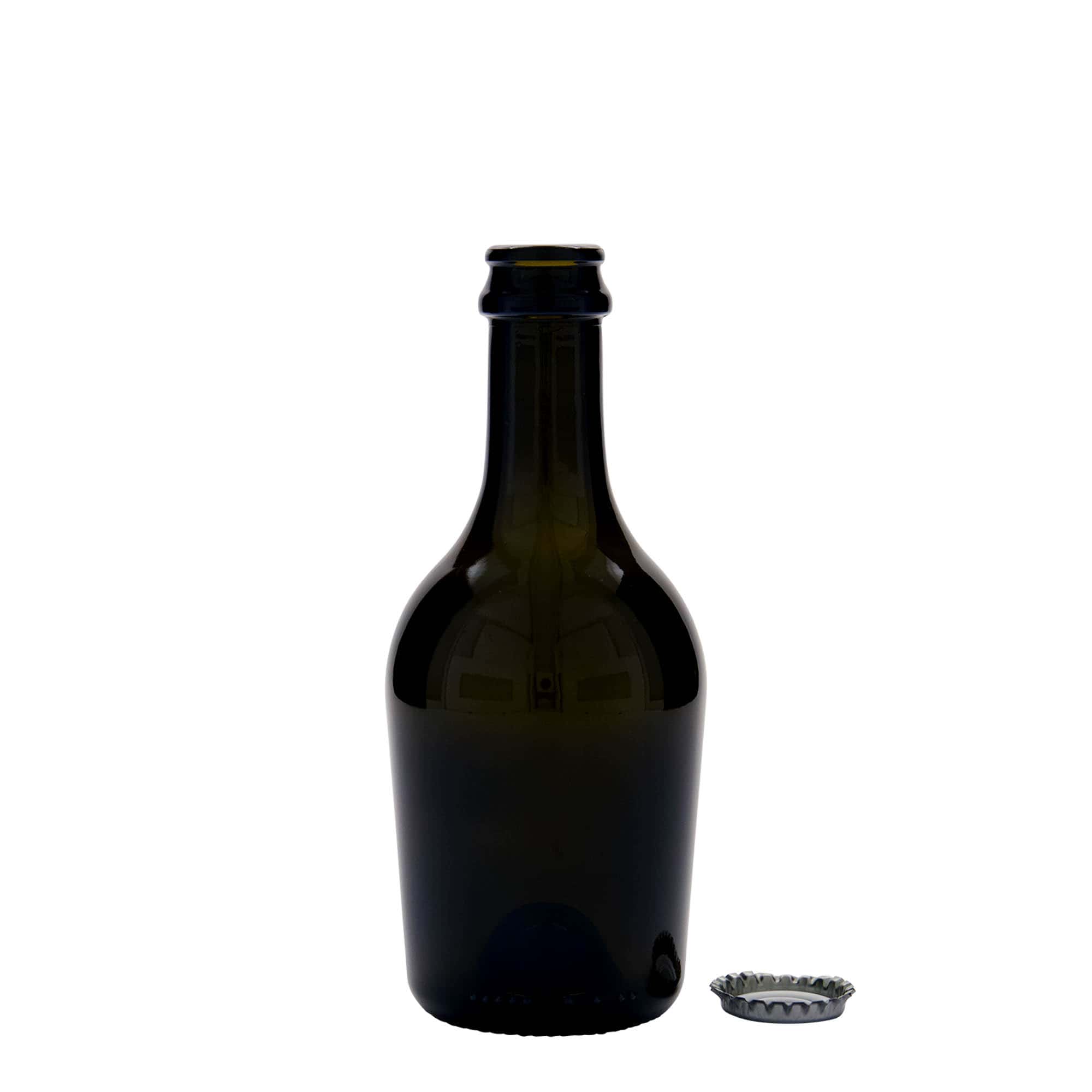 Bottiglia da 330 ml per birra/spumante 'Butterfly', vetro, verde antico, bocca: tappo corona