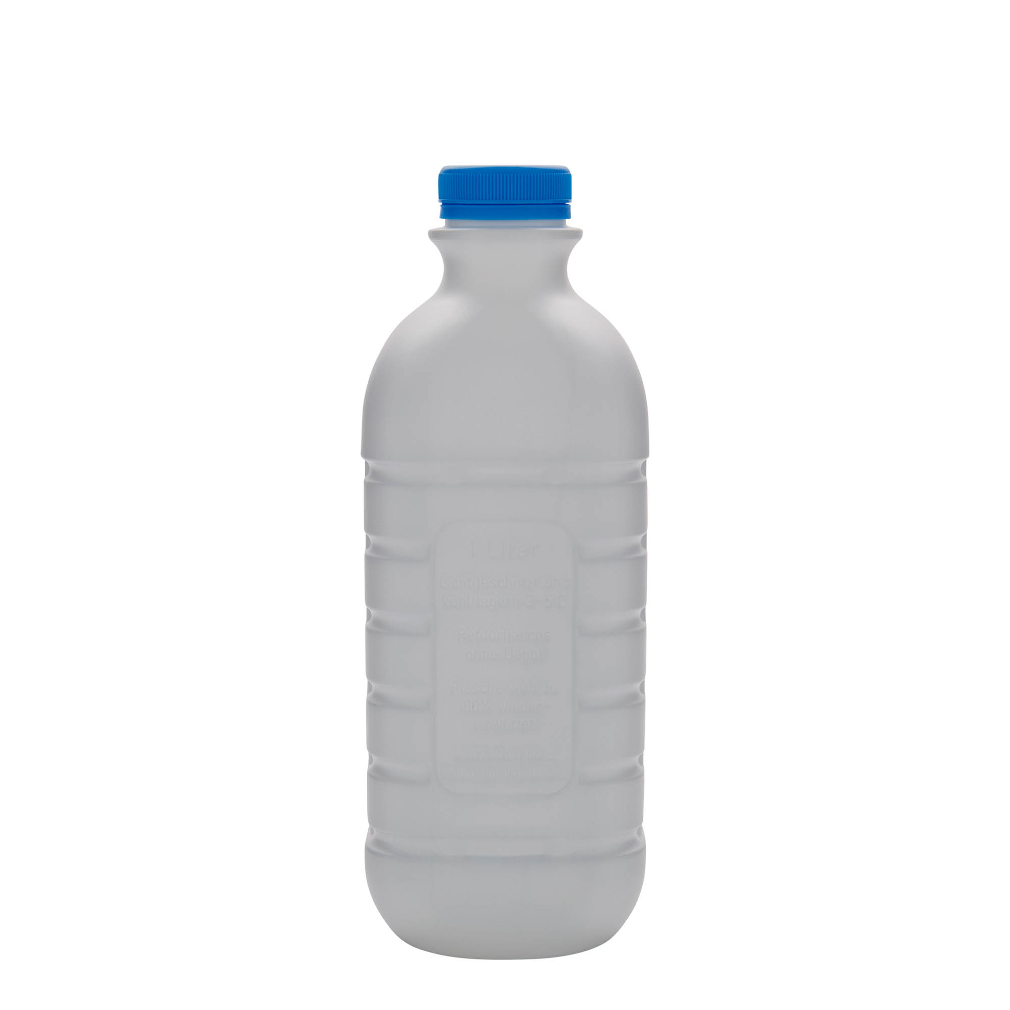 Bottiglia per latte da 1.000 ml, rettangolare, plastica HDPE, bianca, bocca: PEHD40