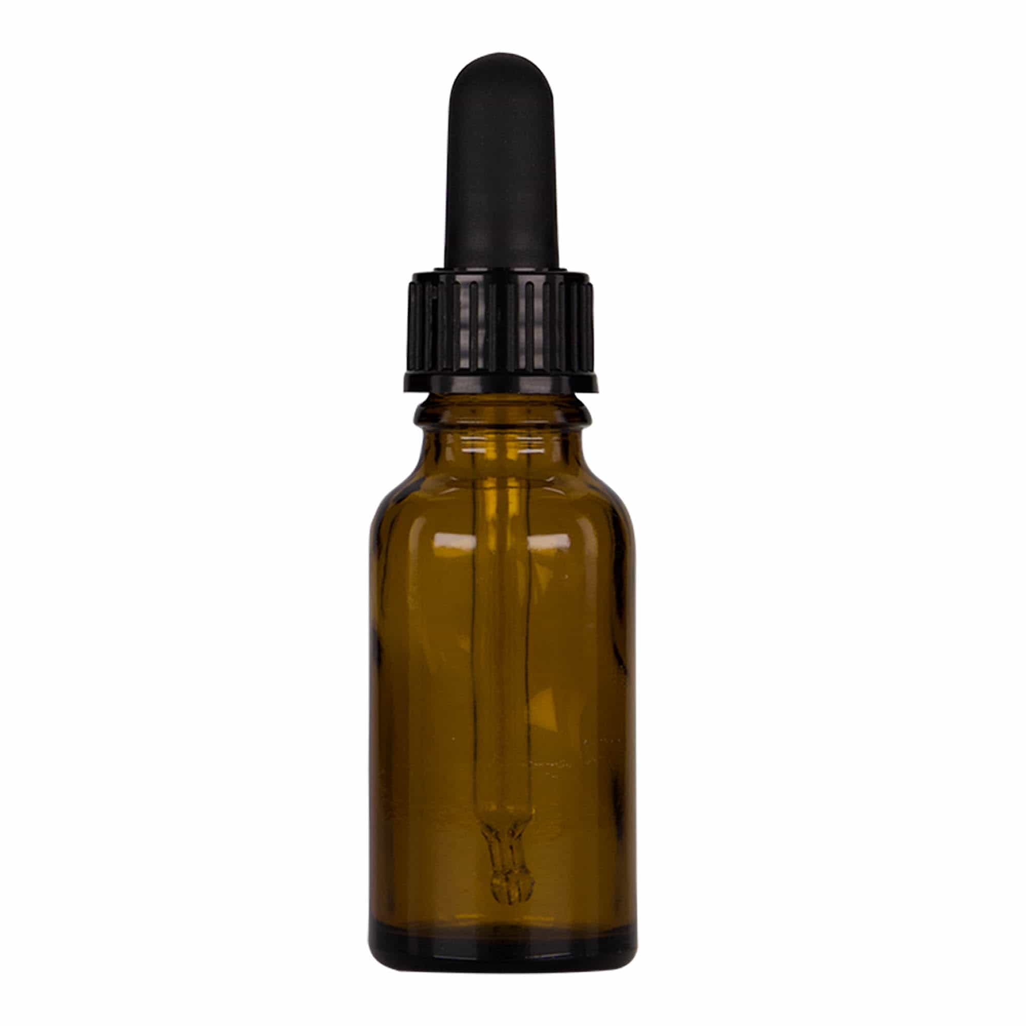 20 ml flacone con contagocce medico, vetro, marrone-nero, bocca: DIN 18