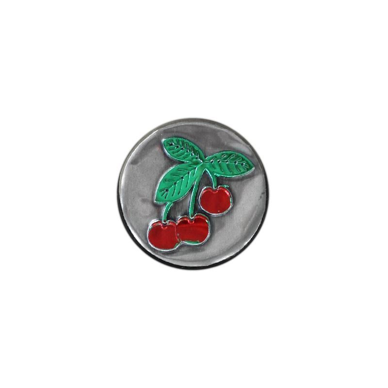 Etichetta in stagno 'Ciliegia', rotonda, metallo, argento Etichetta in stagno 'Ciliegia', rotonda, metallo, argento