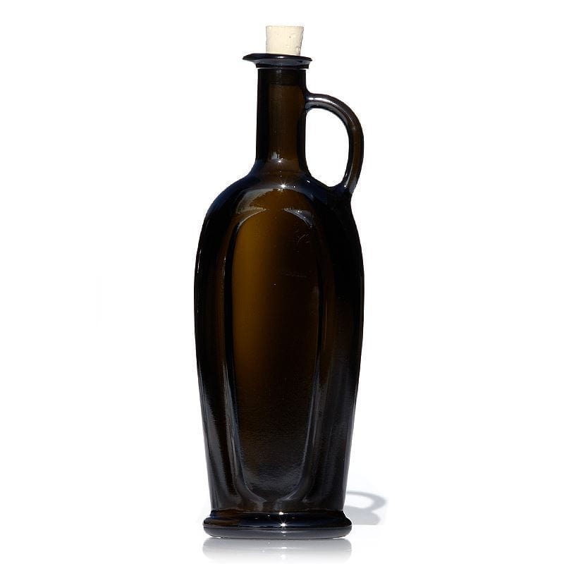 Bottiglia di vetro da 500 ml 'Eleganta', ovale, verde antico, bocca: sughero