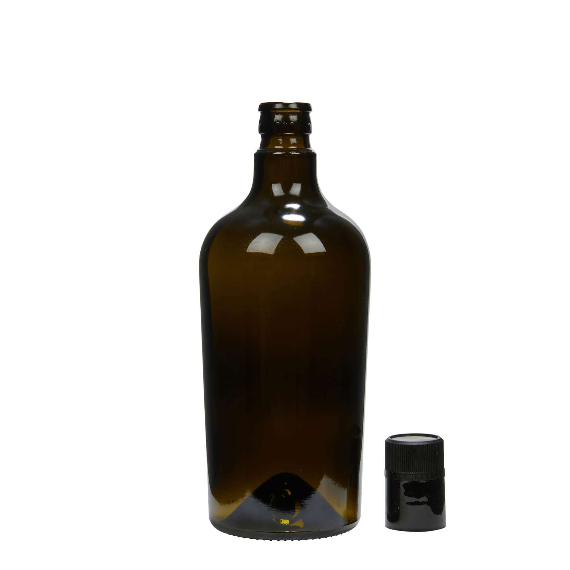 Bottiglia per aceto/olio da 750 ml 'Oleum', vetro, verde antico, bocca: DOP