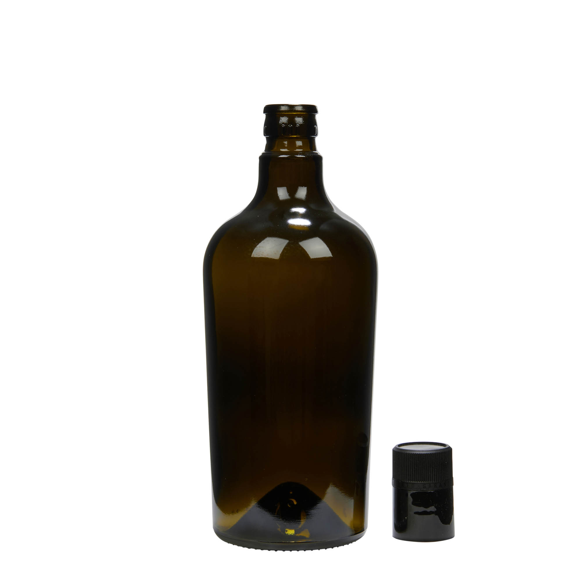 Bottiglia per aceto/olio da 750 ml 'Oleum', vetro, verde antico, bocca: DOP