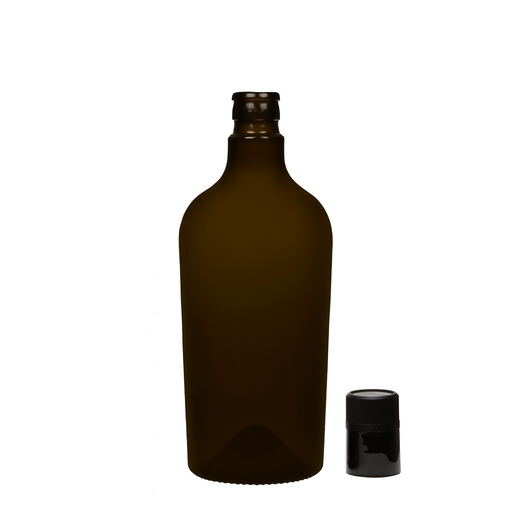 Bottiglia per aceto/olio da 750 ml 'Oleum', vetro, verde antico, bocca: DOP