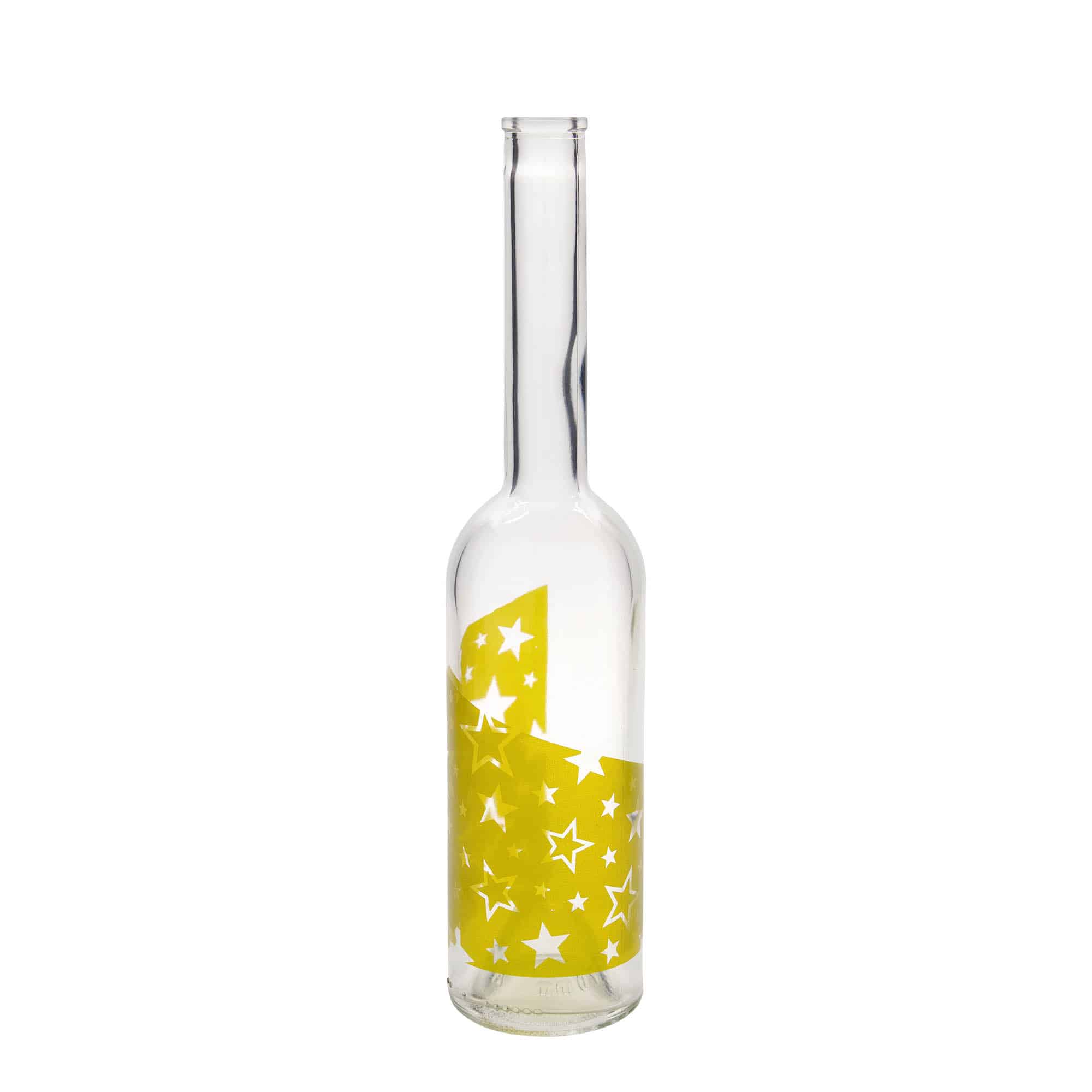 500 ml Bottiglia di vetro 'Opera', motivo: Stelle dorate, imboccatura: fascetta 500 ml Bottiglia di vetro 'Opera', motivo: Stelle dorate, imboccatura: fascetta