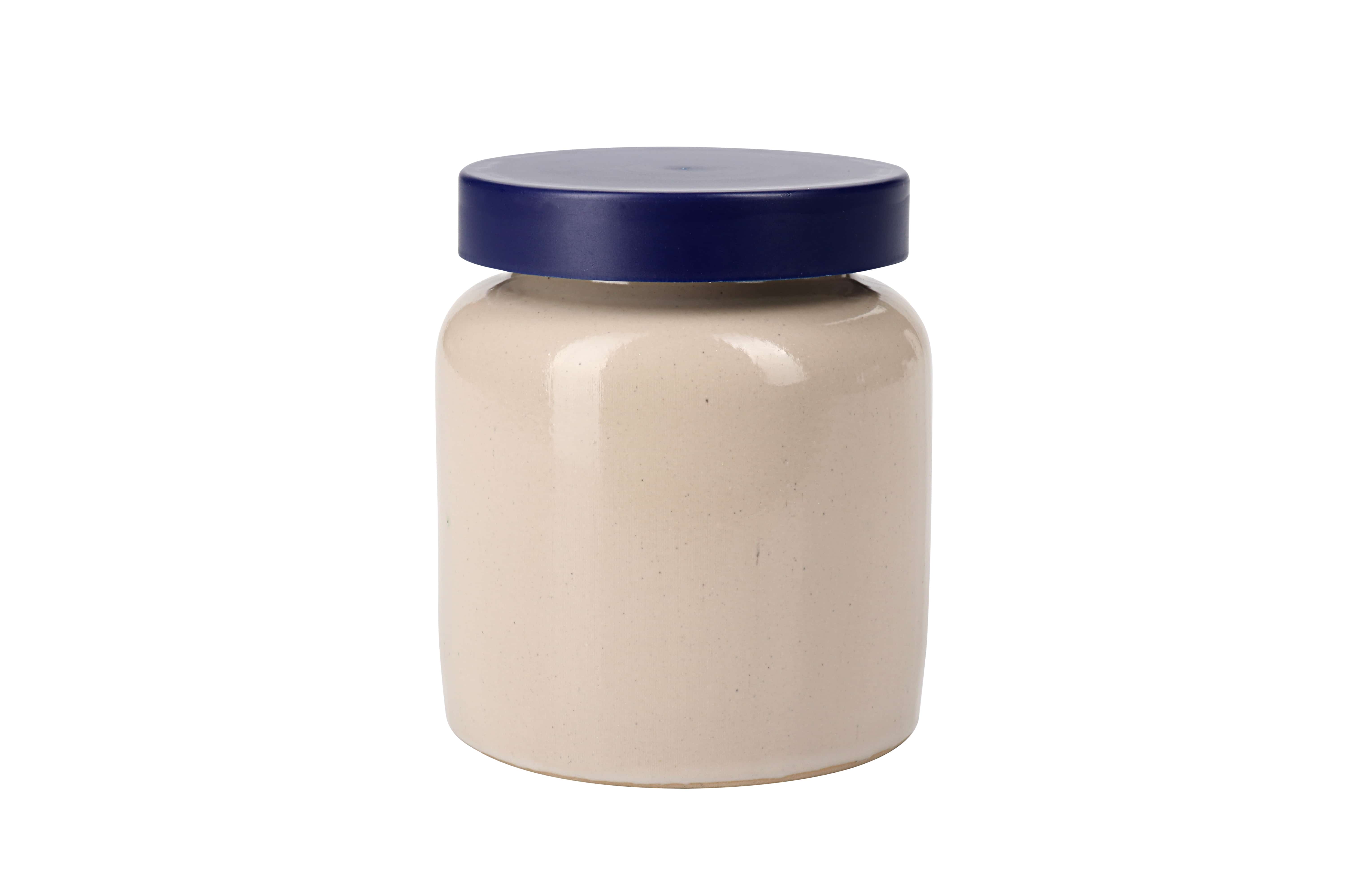Vaso in gres da 270 ml, ceramica, beige, bocca: coperchio a calotta