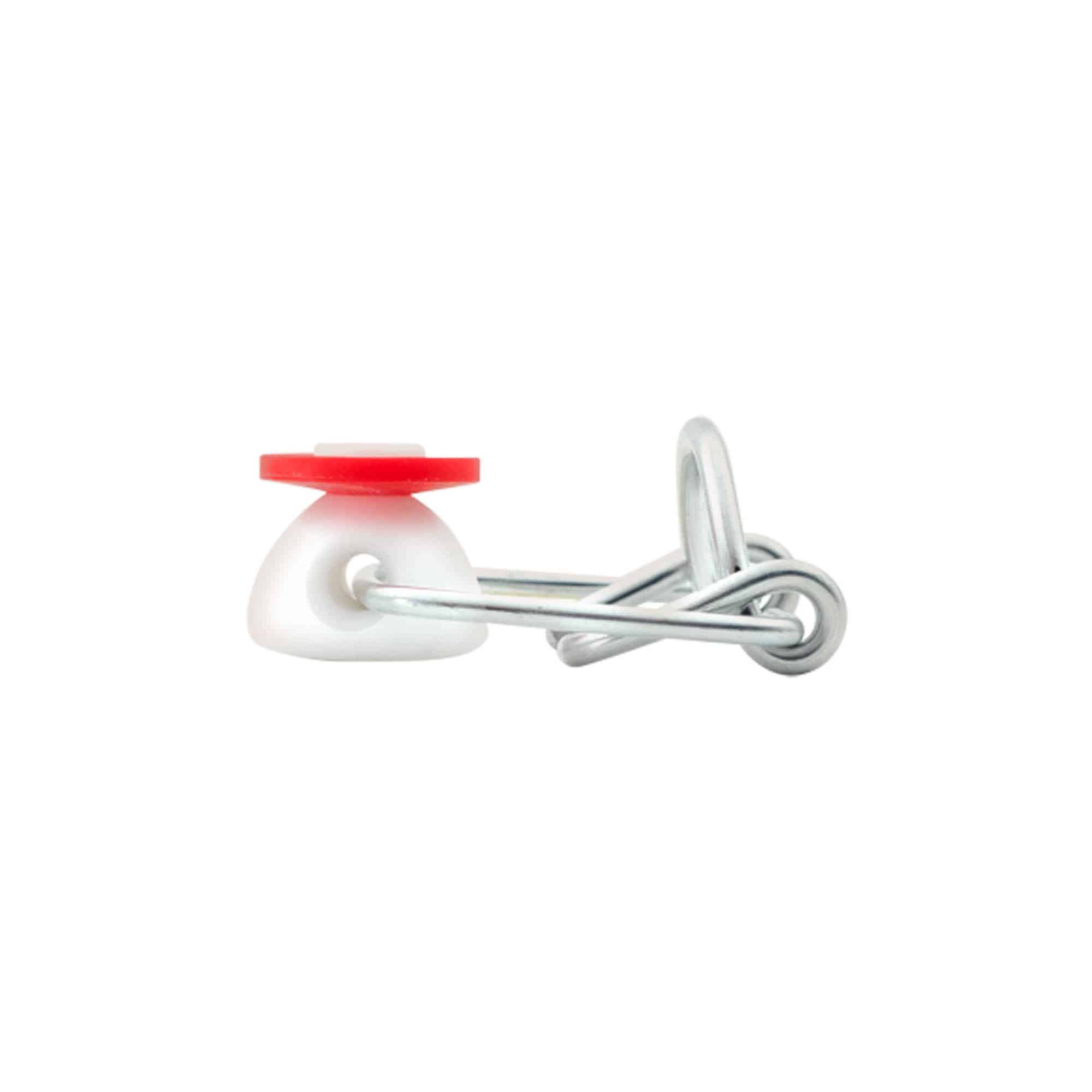 Chiusura a clip mini, plastica, rosso-bianco