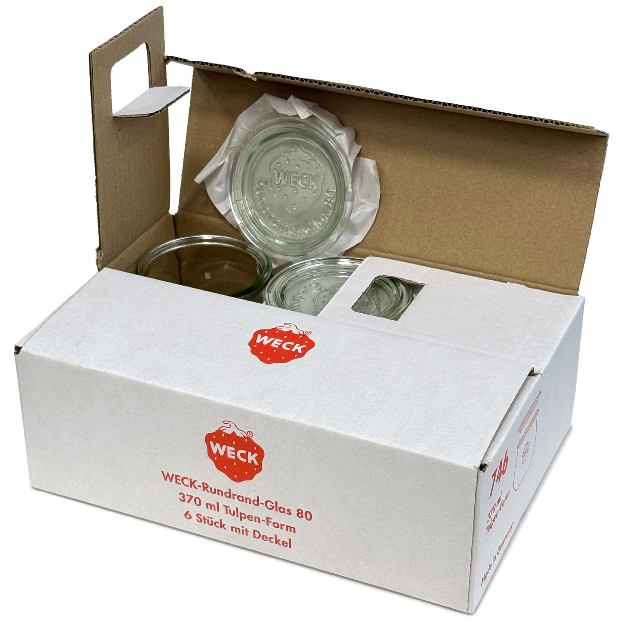 6x 370 ml vaso WECK a tulipano con coperchio in vetro RR 80