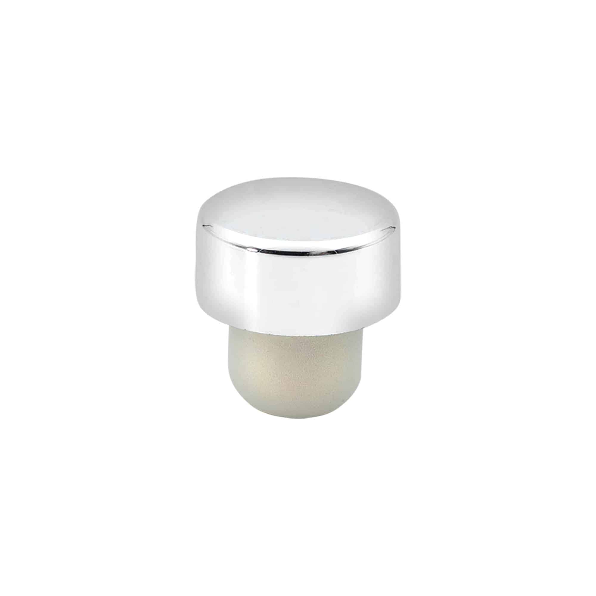Tappo a vite in sughero 19 mm, plastica, argento, per bocca: sughero Tappo a vite in sughero 19 mm, plastica, argento, per bocca: sughero