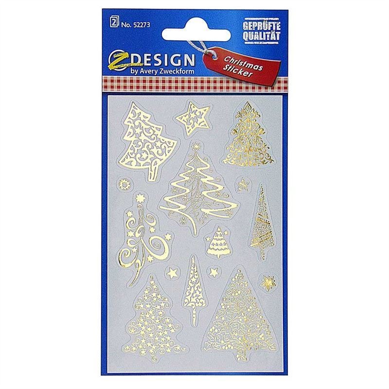 Adesivi Zweckform 'Alberi di Natale', carta, oro