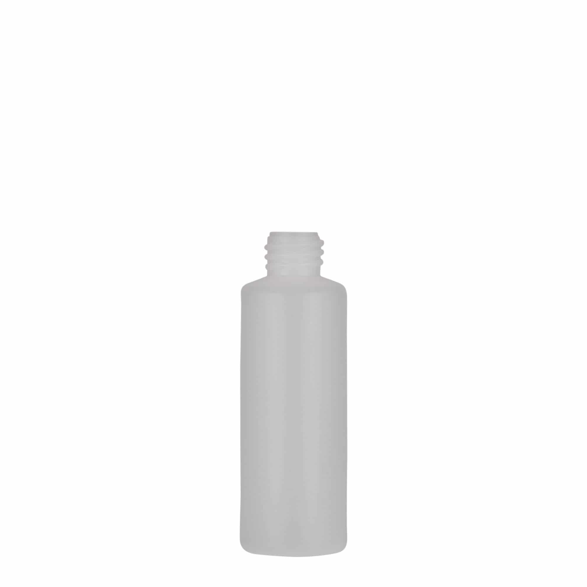 50 ml bottiglia rotonda, plastica PE, naturale, bocca: chiusura a vite