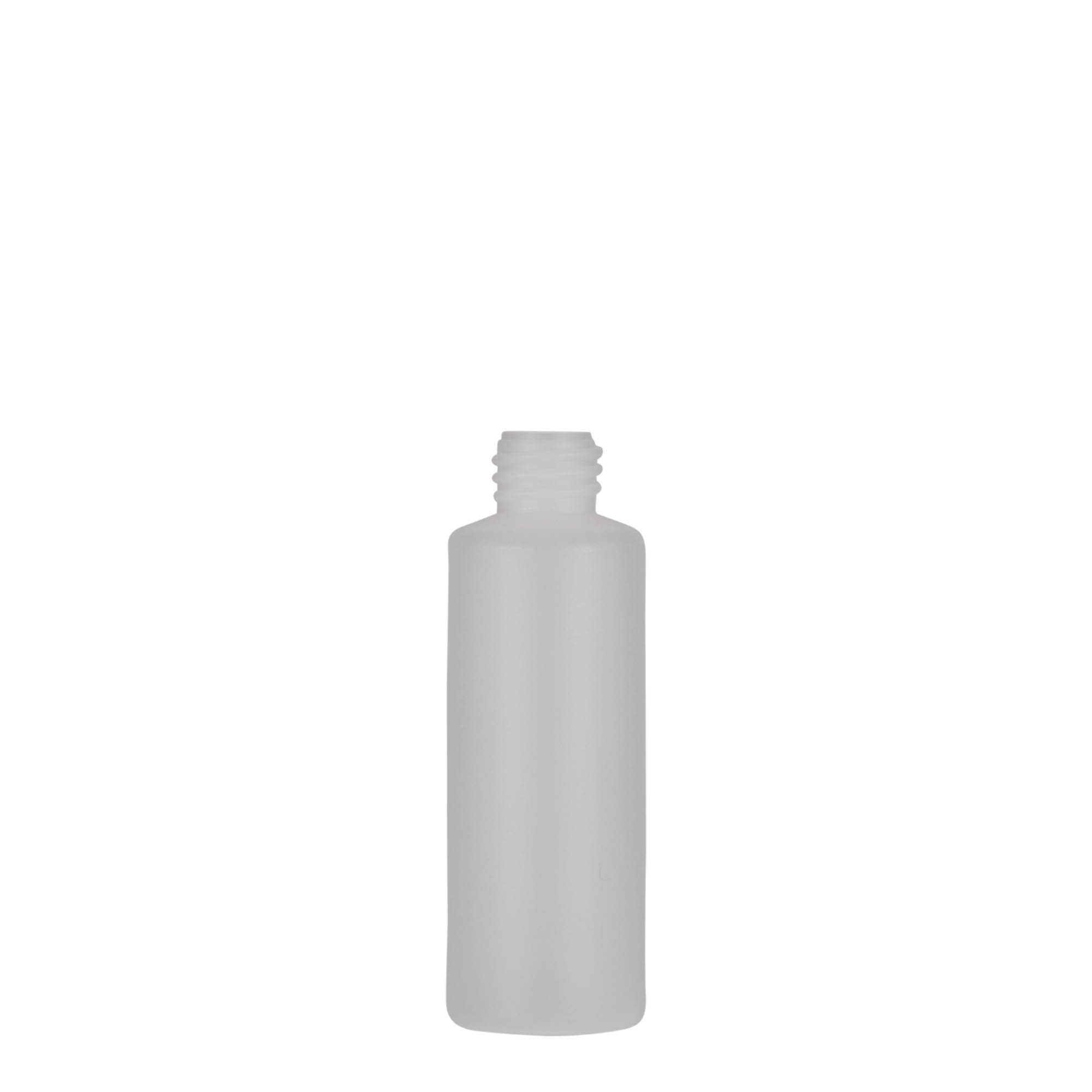 50 ml bottiglia rotonda, plastica PE, naturale, bocca: chiusura a vite