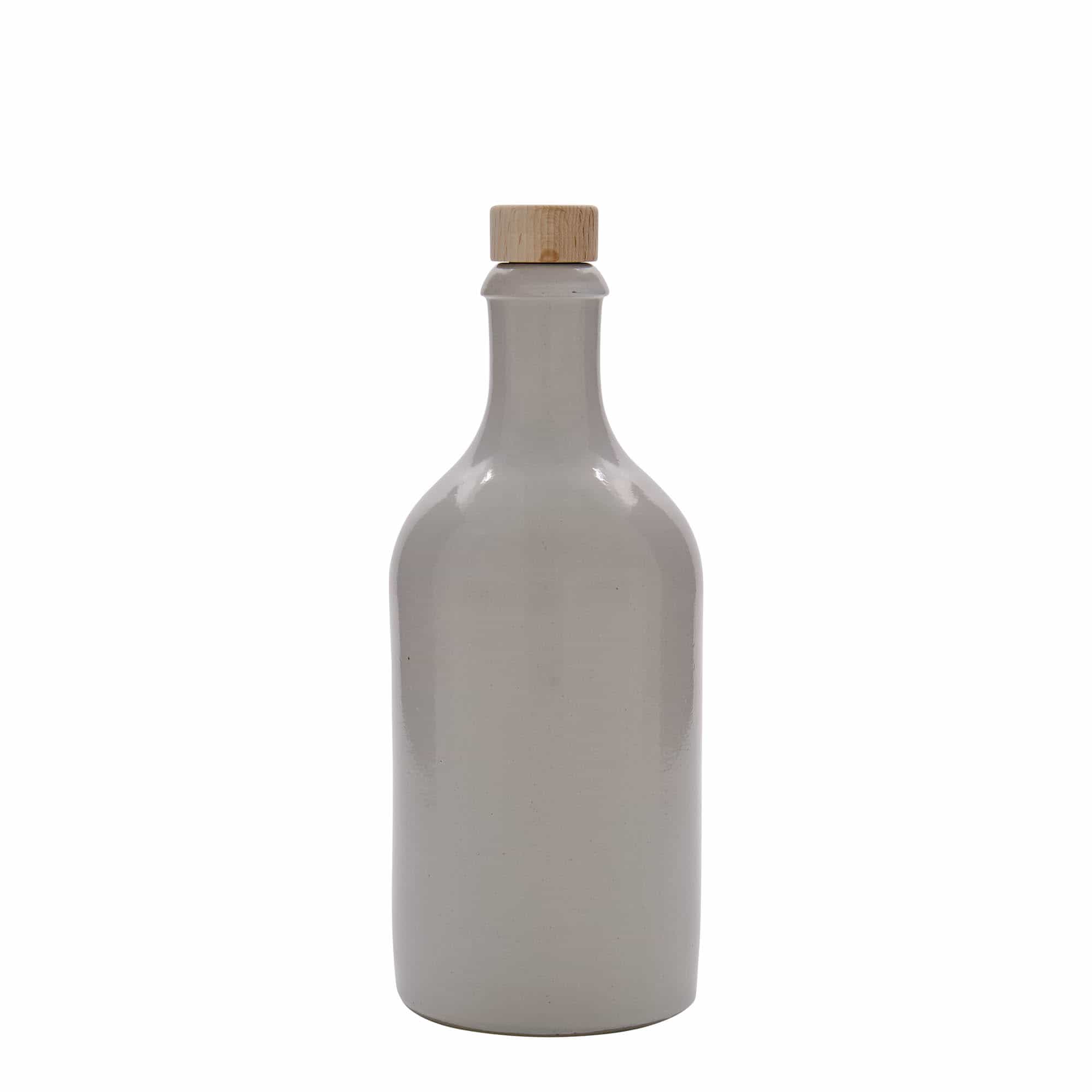 500 ml Bottiglia in ceramica, ceramica grès, bianco, imboccatura: fascetta