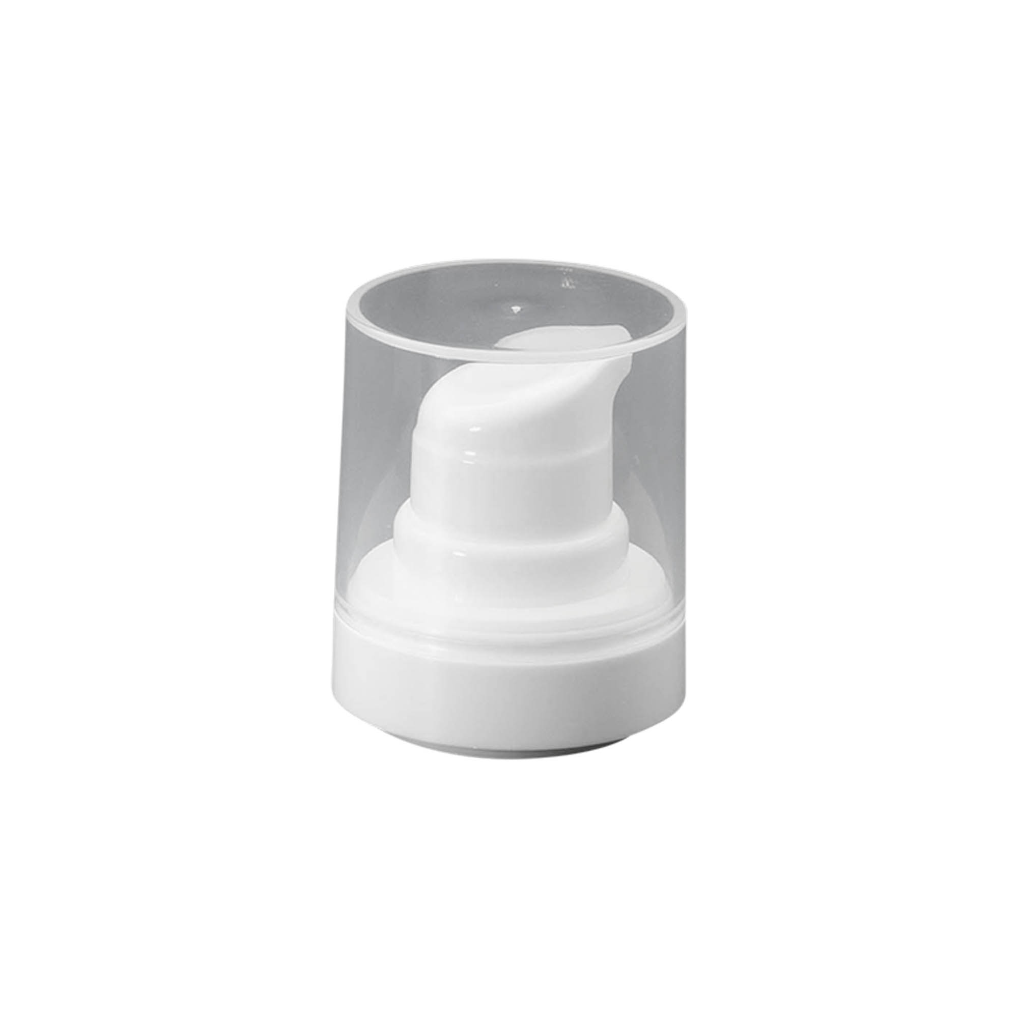 Testa pompa dispenser airless 'Micro', plastica PP, bianca Testa pompa dispenser airless 'Micro', plastica PP, bianca