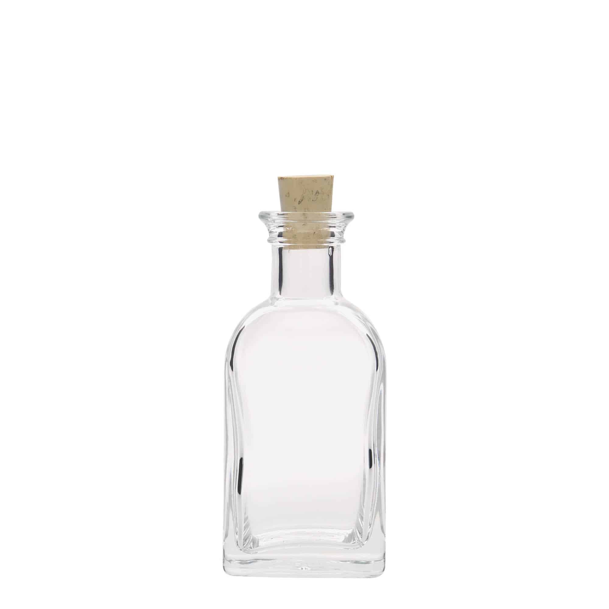 100 ml Bottiglia da farmacia 'Carré', vetro, quadrata, imboccatura: fascetta