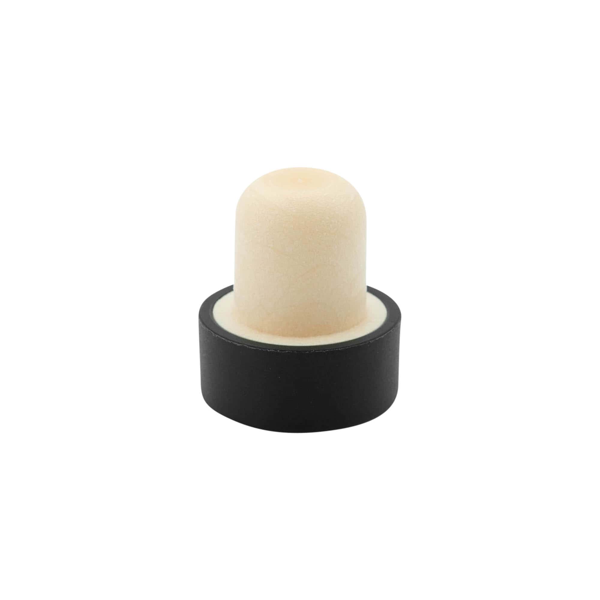 Tappo a manico 19 mm, plastica, nero, per bocca: sughero Tappo a manico 19 mm, plastica, nero, per bocca: sughero