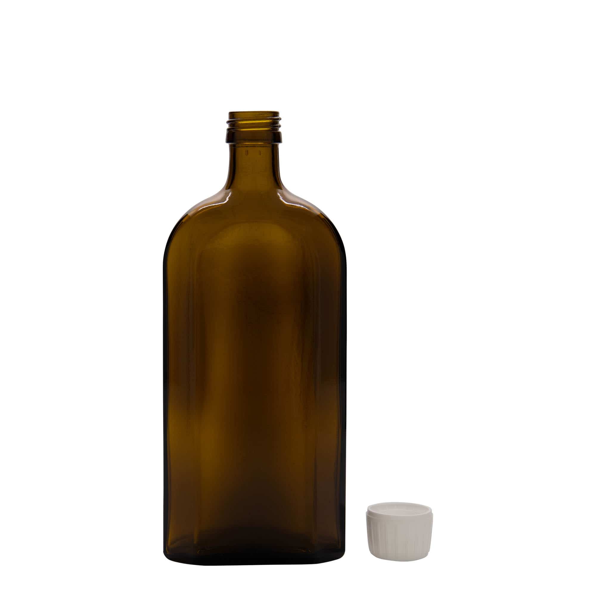 500 ml Bottiglia farmaceutica Meplat, ovale, vetro, marrone, imboccatura: PP 28