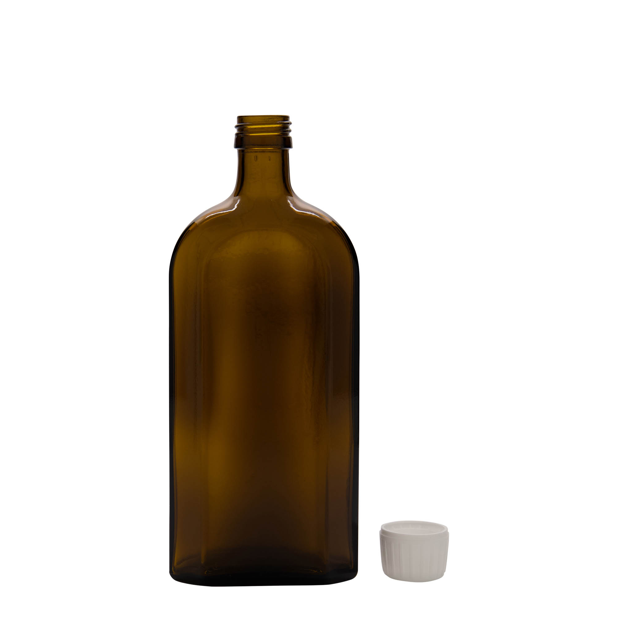 500 ml bottiglia medicinale Meplat, ovale, vetro, marrone, bocca: PP 28