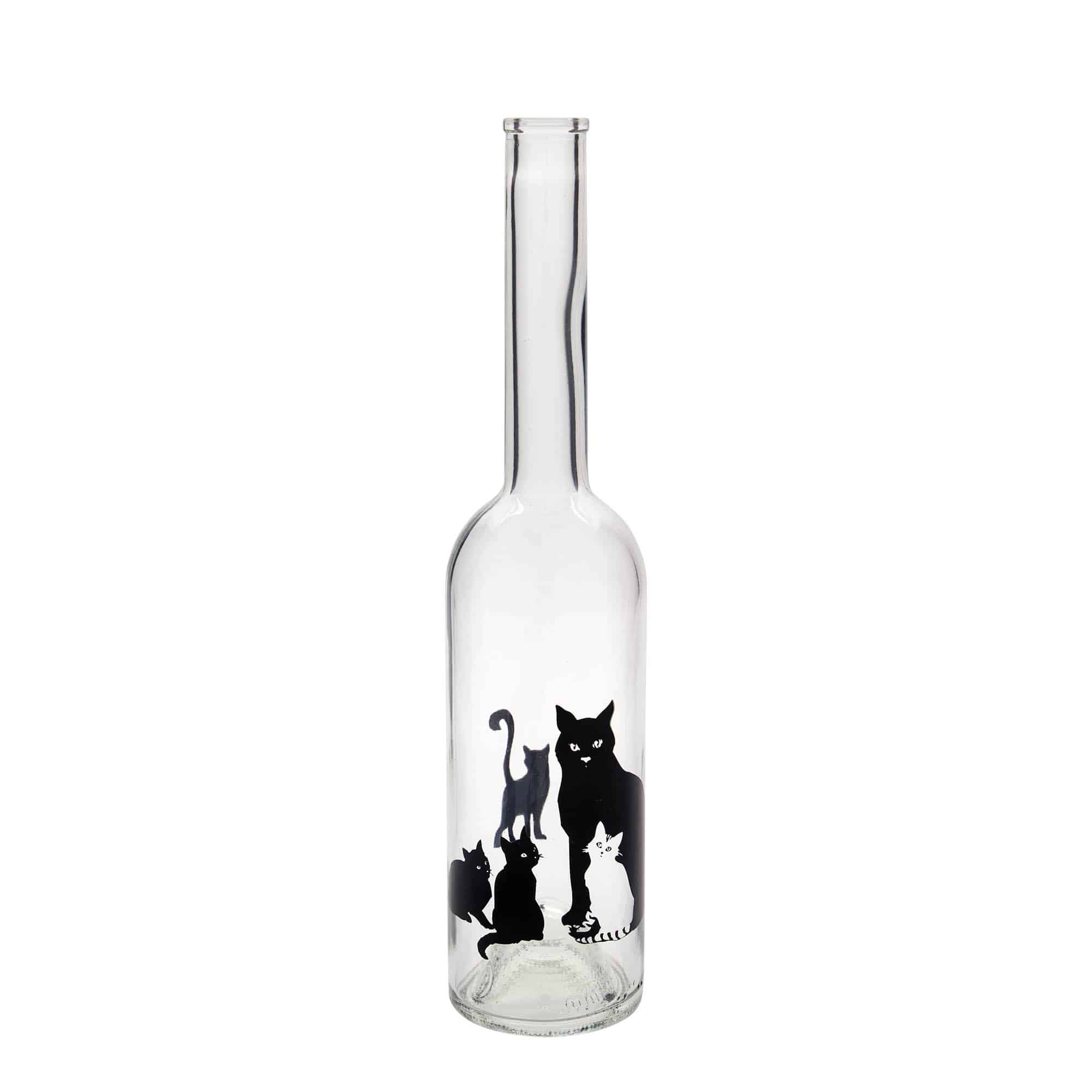 500 ml Bottiglia di vetro 'Opera', motivo: Gatti, imboccatura: fascetta 500 ml Bottiglia di vetro 'Opera', motivo: Gatti, imboccatura: fascetta