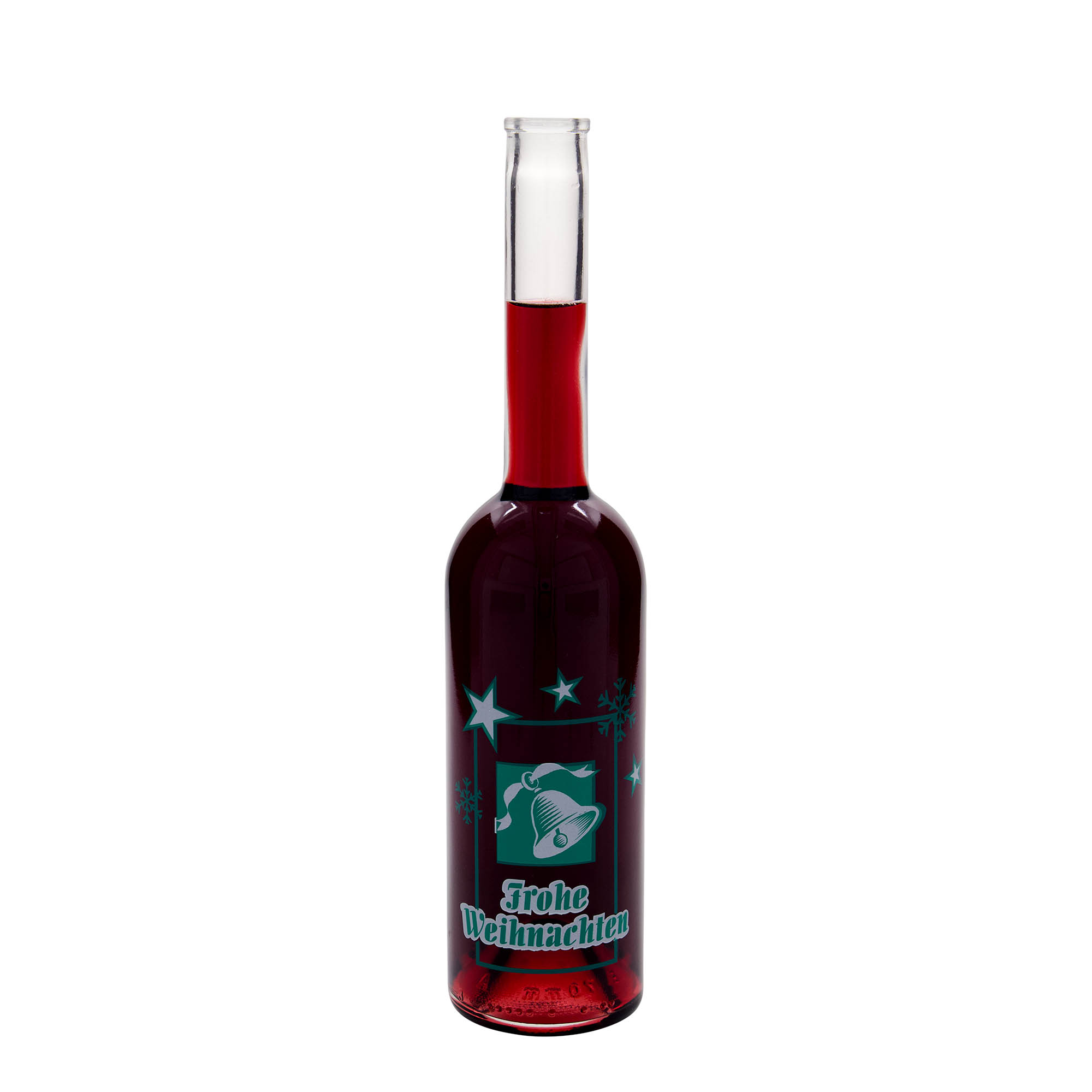 Bottiglia di vetro da 500 ml 'Opera', motivo: Buon Natale, bocca: tappo in sughero Bottiglia di vetro da 500 ml 'Opera', motivo: Buon Natale, bocca: tappo in sughero