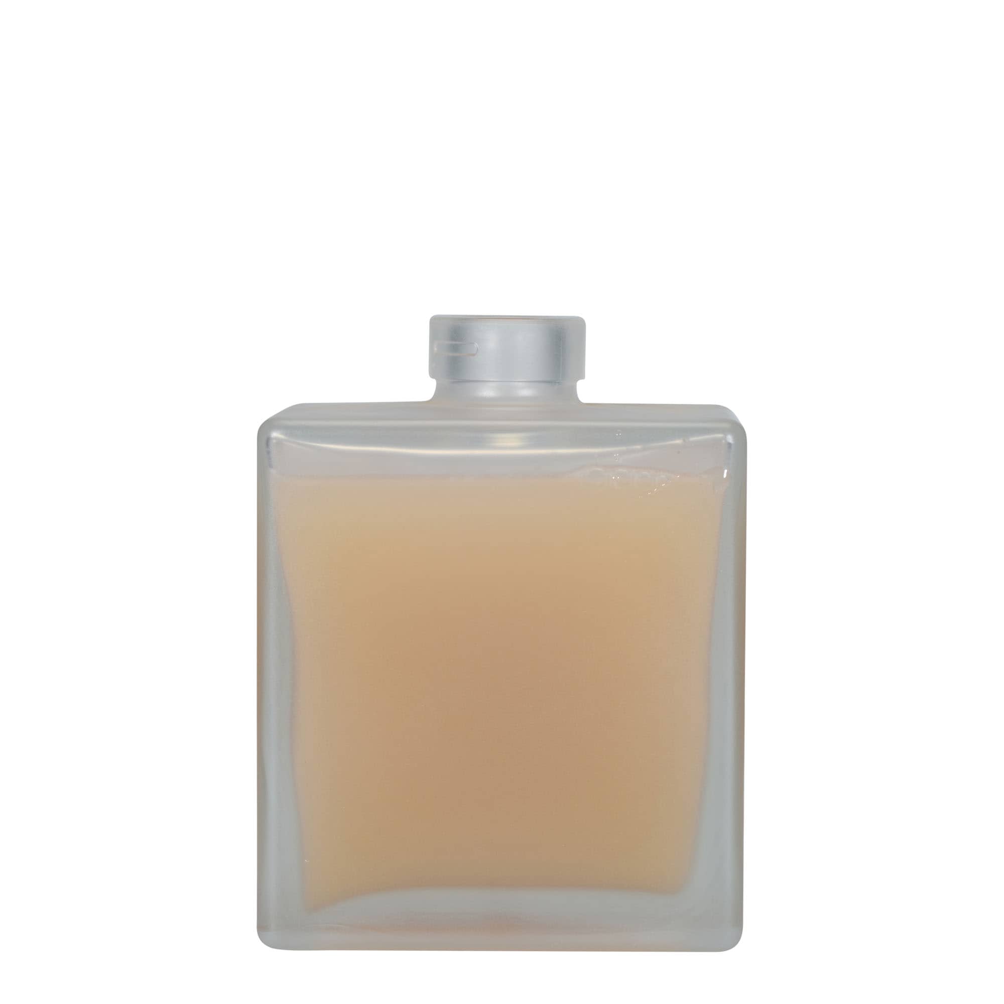 Bottiglia di vetro da 500 ml 'Cube', quadrata, ghiacciata, bocca: sughero