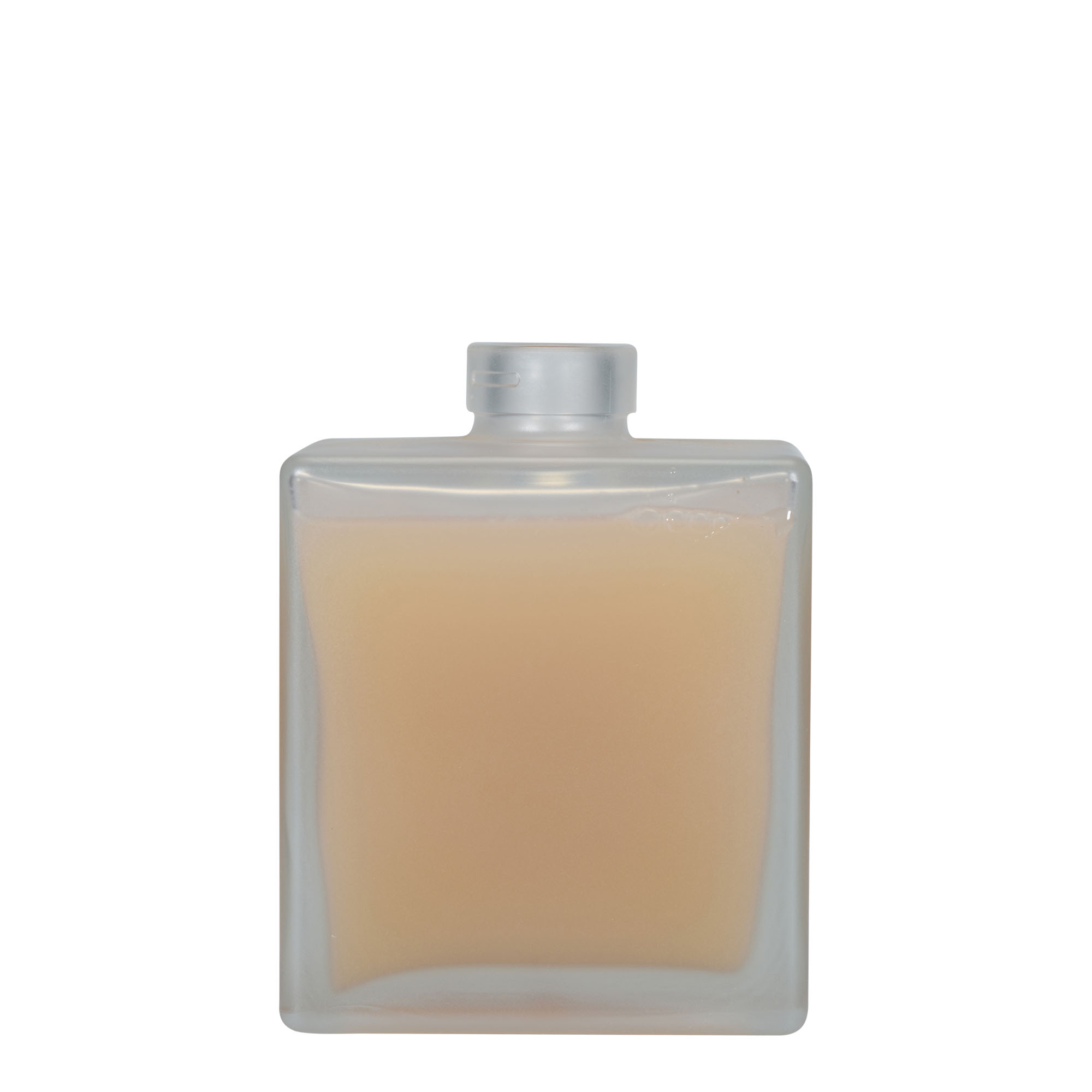 Bottiglia di vetro da 500 ml 'Cube', quadrata, ghiacciata, bocca: sughero Bottiglia di vetro da 500 ml 'Cube', quadrata, ghiacciata, bocca: sughero