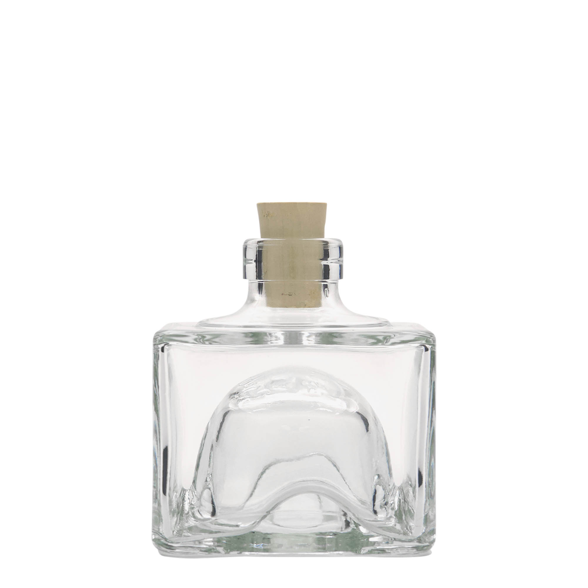 Bottiglia di vetro da 200 ml 'Cocolores', quadrata, bocca: sughero Bottiglia di vetro da 200 ml 'Cocolores', quadrata, bocca: sughero