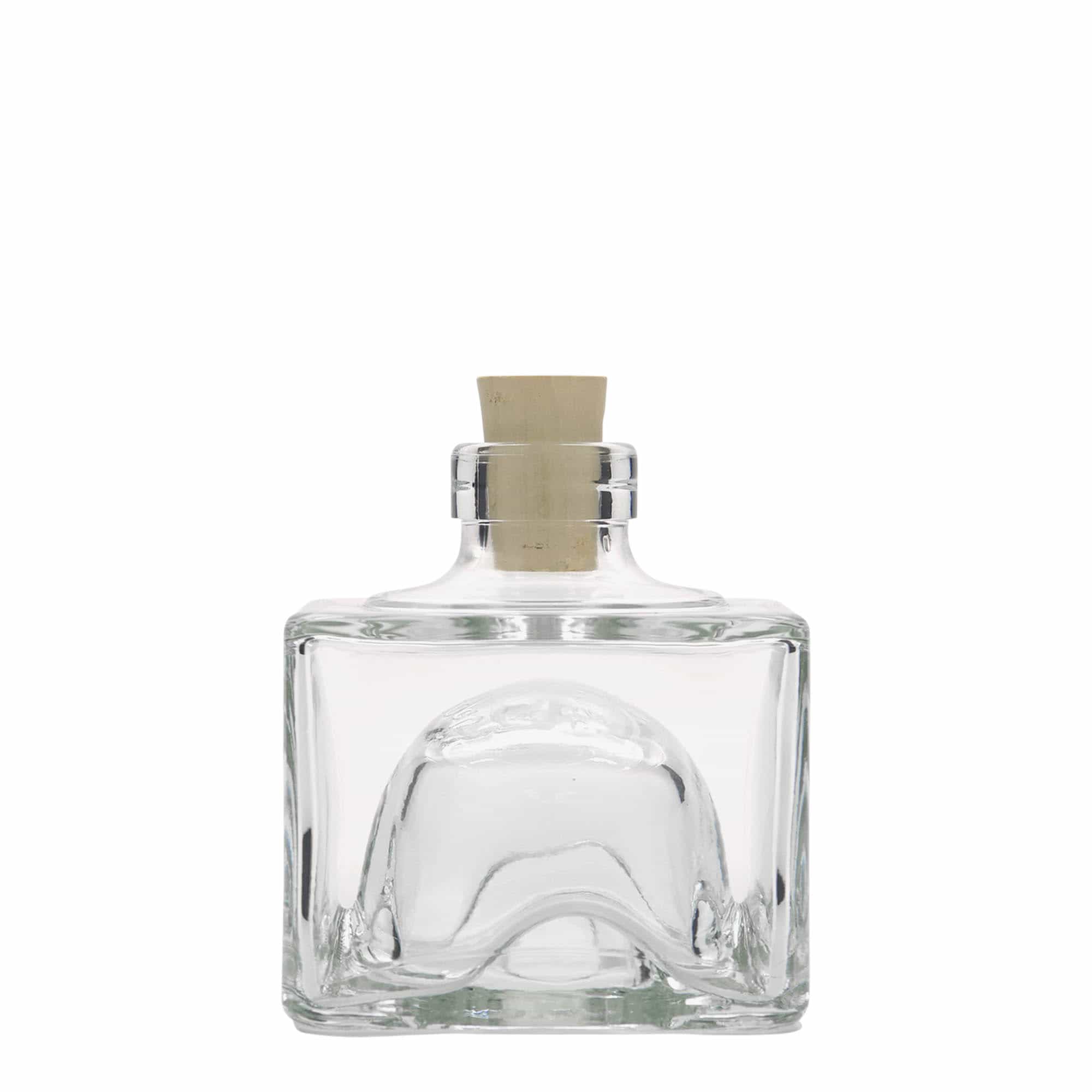 Bottiglia di vetro da 200 ml 'Cocolores', quadrata, bocca: sughero Bottiglia di vetro da 200 ml 'Cocolores', quadrata, bocca: sughero