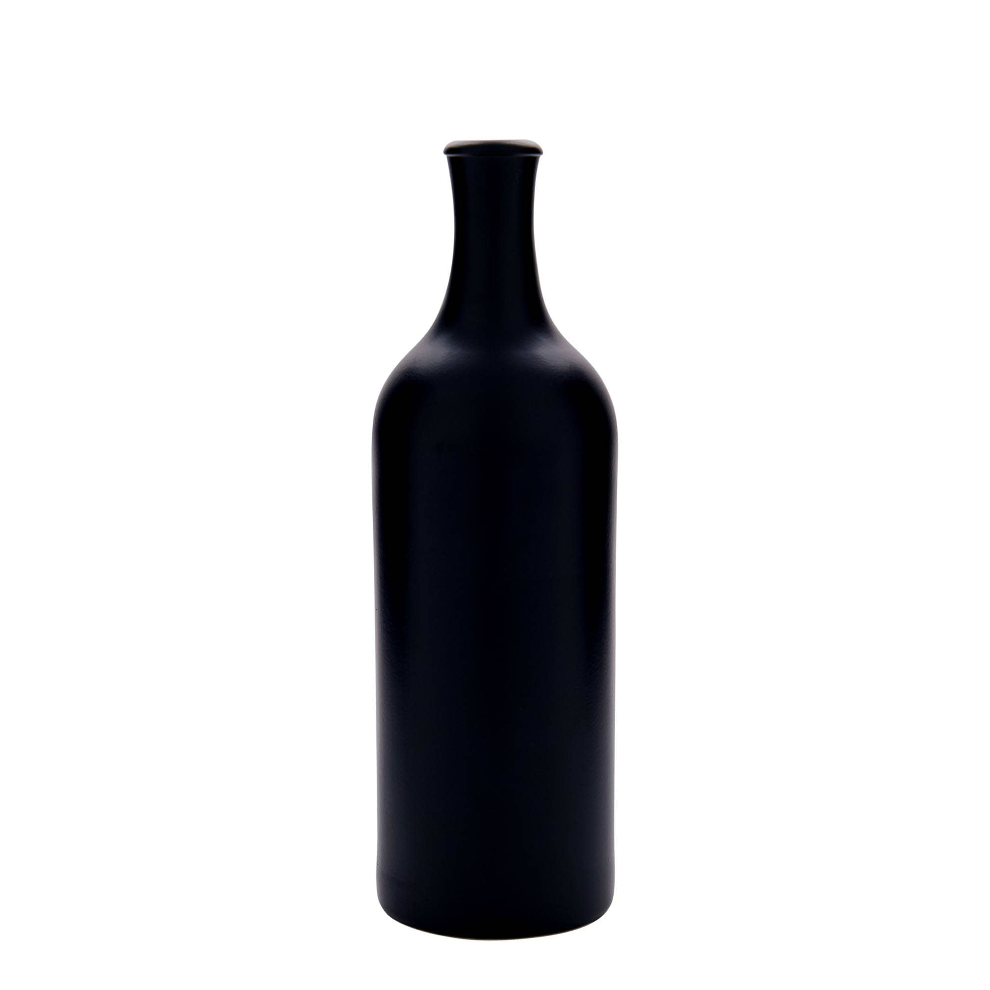 750 ml Bottiglia in ceramica a collo lungo, ceramica grès, nero, imboccatura: fascetta 750 ml Bottiglia in ceramica a collo lungo, ceramica grès, nero, imboccatura: fascetta