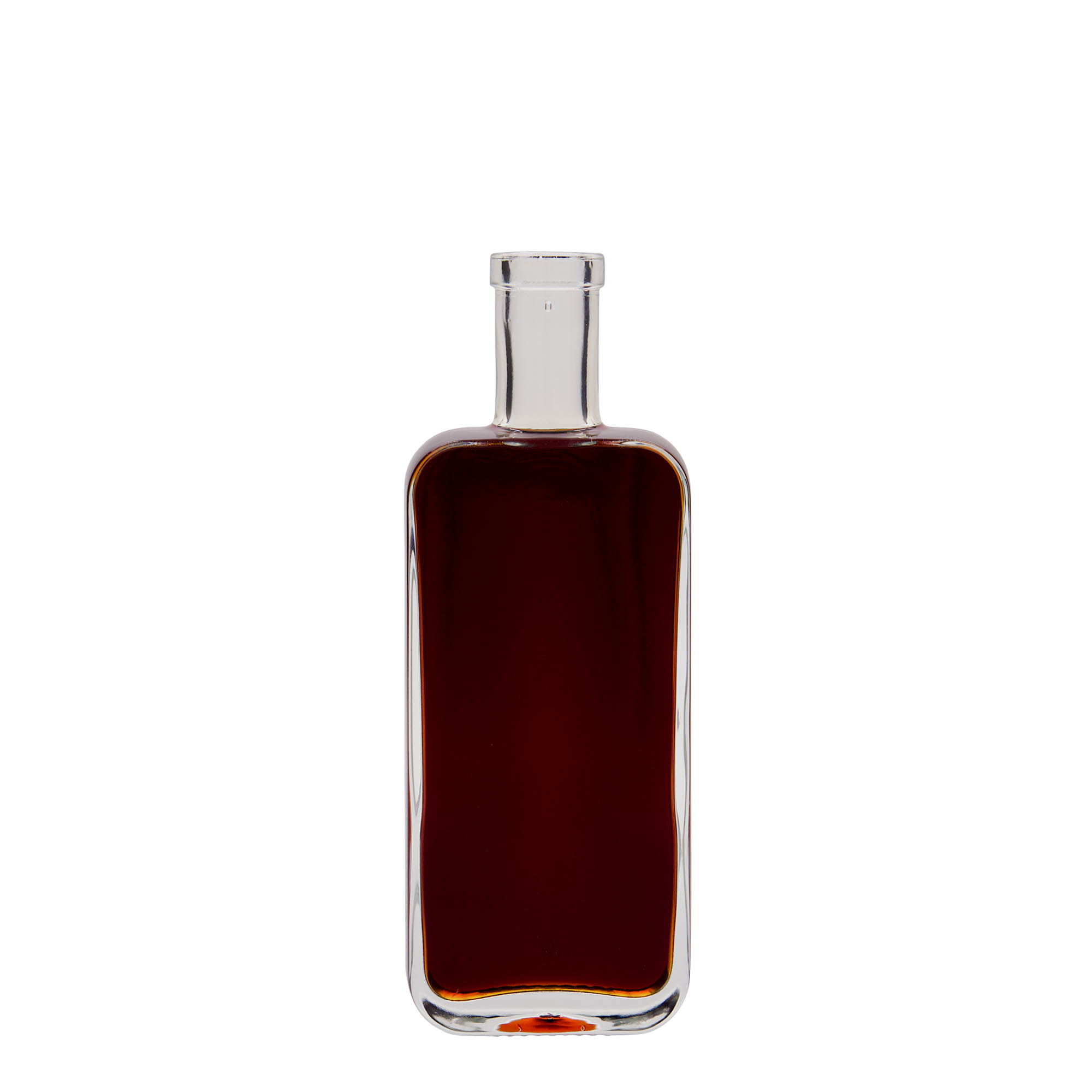 Bottiglia di vetro da 200 ml 'Nice', rettangolare, bocca: sughero Bottiglia di vetro da 200 ml 'Nice', rettangolare, bocca: sughero