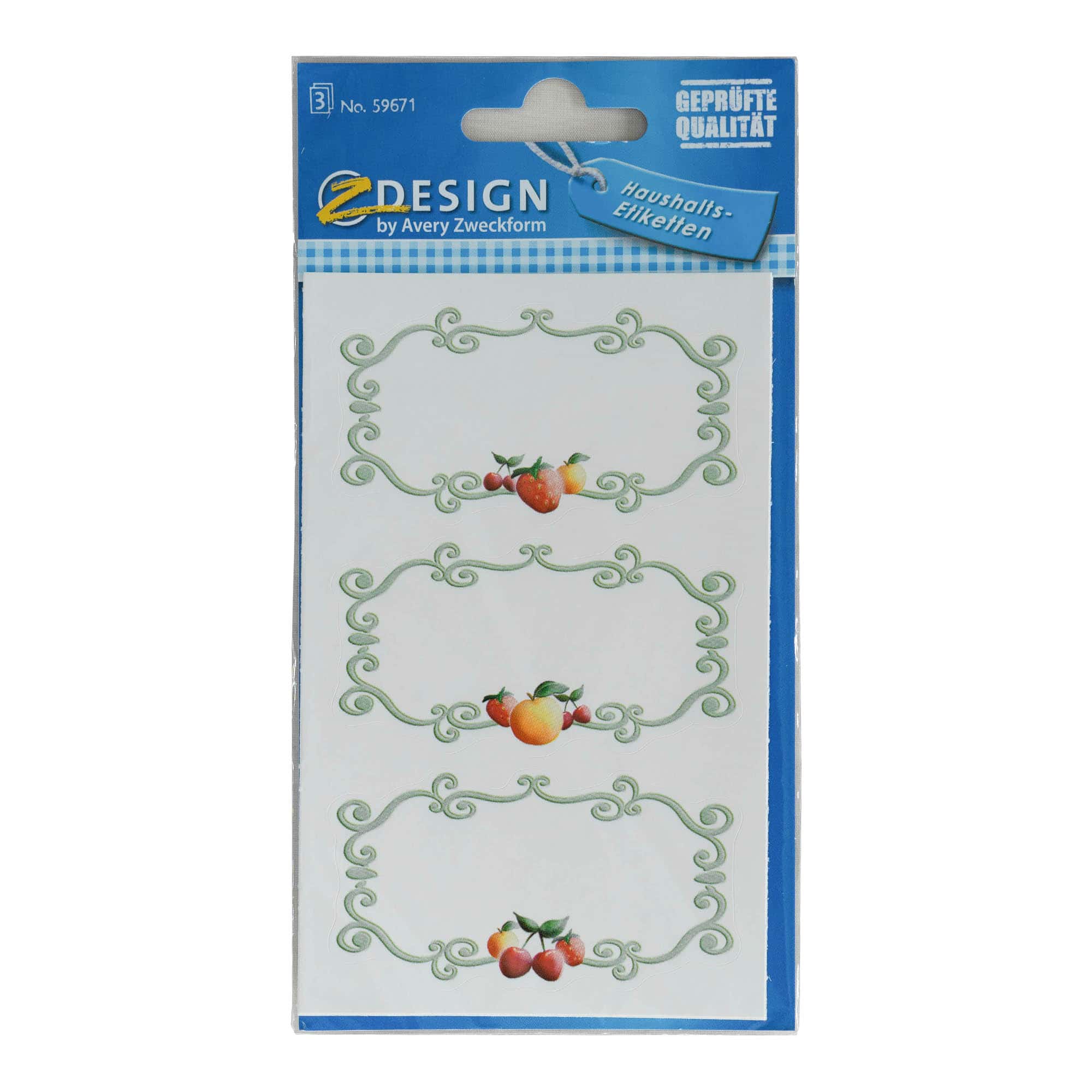 Zweckform Etichette 'Cornice Frutta', rettangolari, carta, multicolore