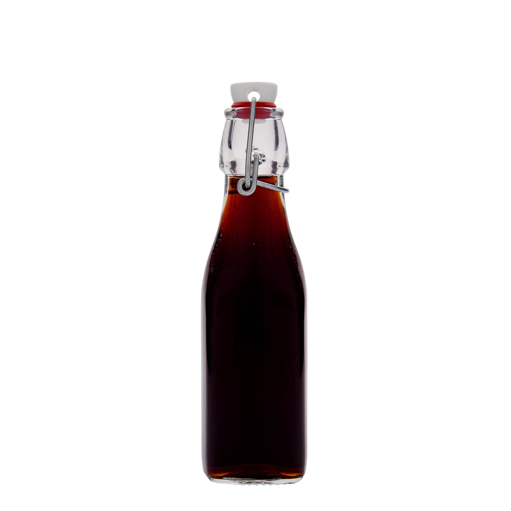 Bottiglia di vetro da 250 ml 'Swing, quadrata, bocca: chiusura a leva'