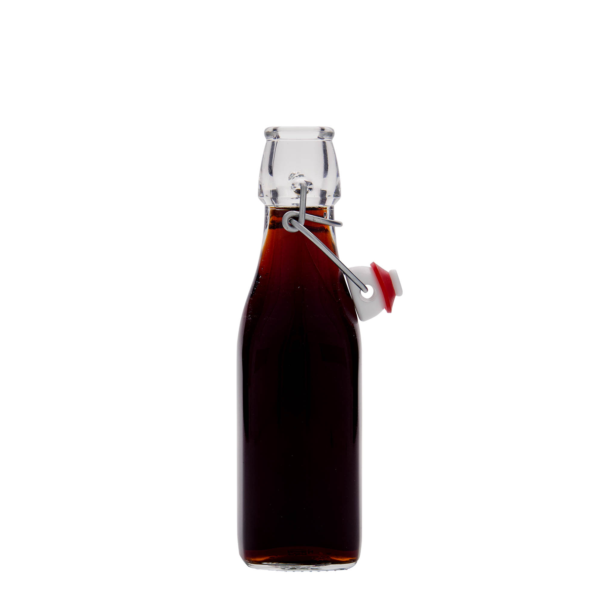 Bottiglia di vetro da 250 ml 'Swing, quadrata, bocca: chiusura a leva'