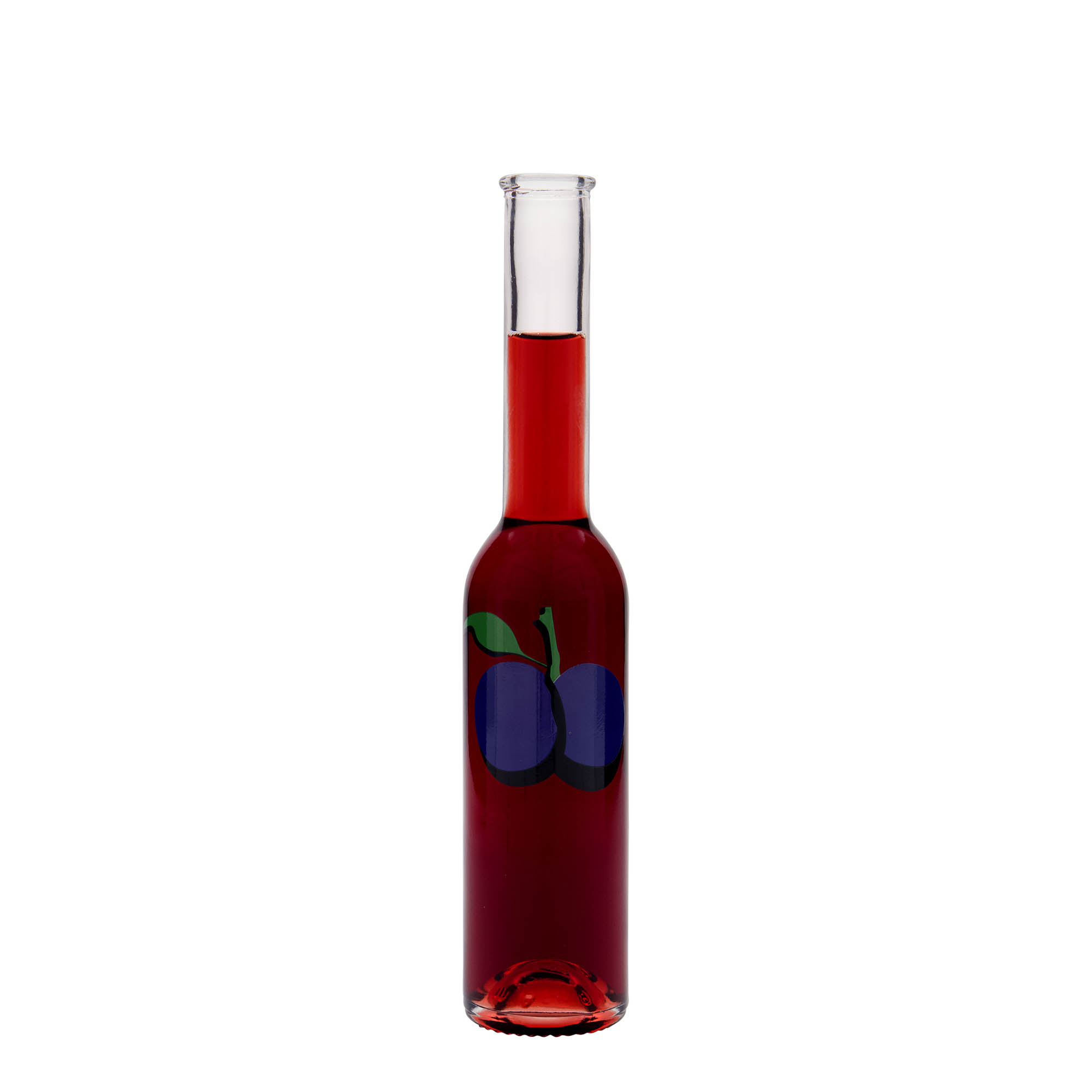 Bottiglia di vetro da 200 ml 'Opera', motivo: prugna, bocca: sughero Bottiglia di vetro da 200 ml 'Opera', motivo: prugna, bocca: sughero