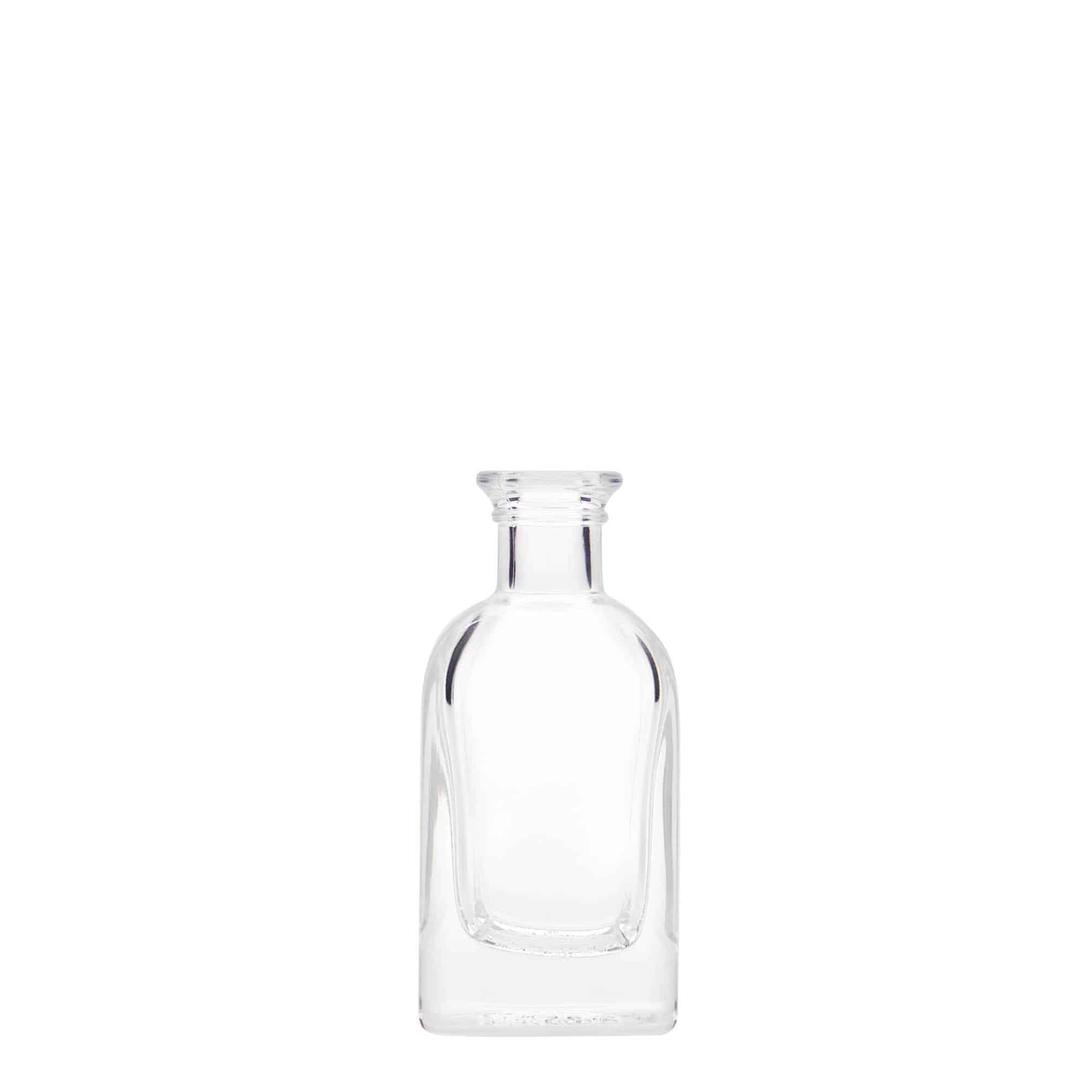 40 ml Bottiglia da farmacia 'Carré', vetro, quadrata, imboccatura: fascetta