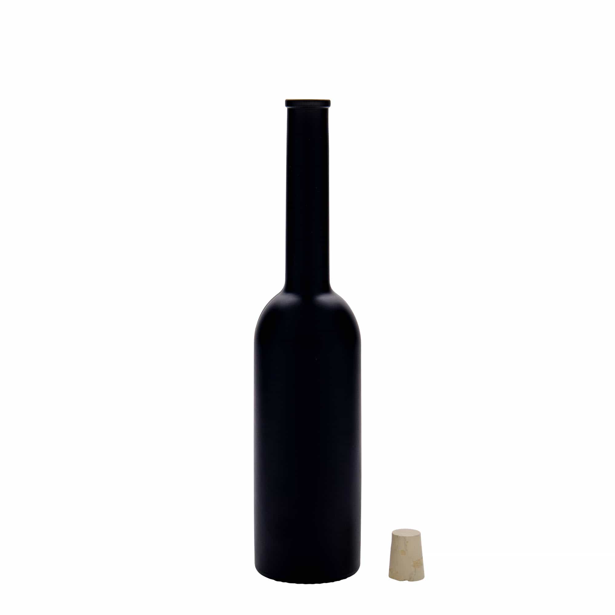 Bottiglia di vetro da 200 ml 'Opera', nera, bocca: sughero
