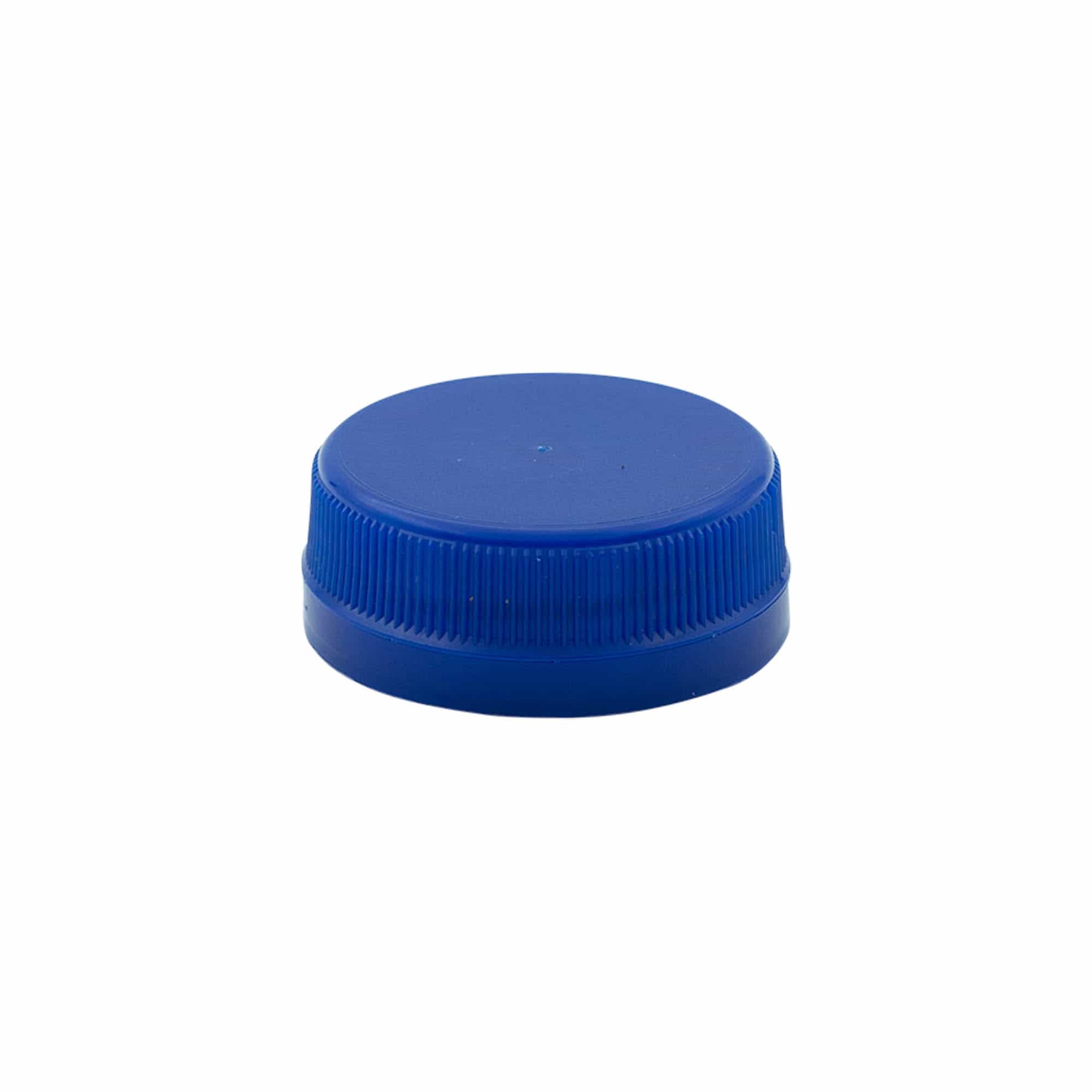 Tappo a vite con filetto doppio, plastica PE, blu, per bocca: PET 38 mm