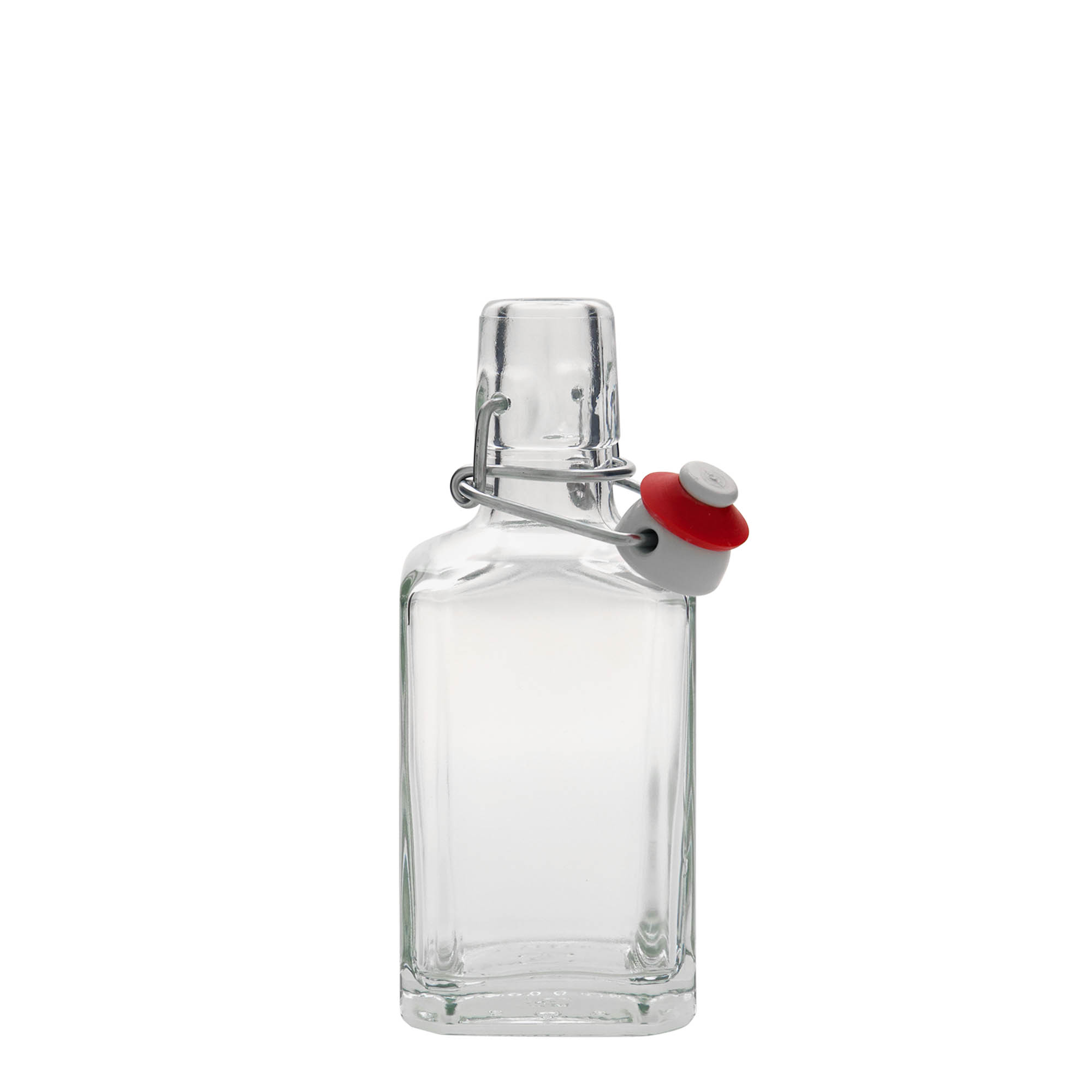 Bottiglia di vetro da 250 ml 'Rialto', quadrata, bocca: chiusura a leva Bottiglia di vetro da 250 ml 'Rialto', quadrata, bocca: chiusura a leva