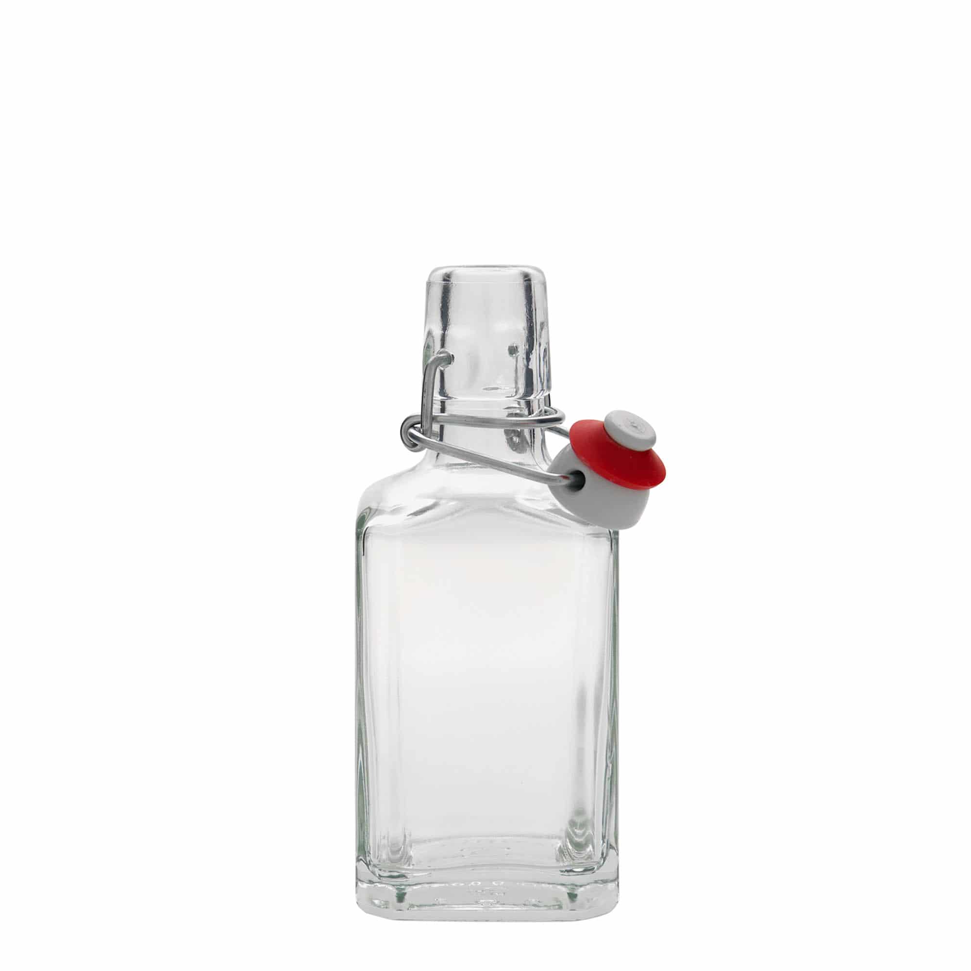 Bottiglia di vetro da 250 ml 'Rialto', quadrata, bocca: chiusura a leva Bottiglia di vetro da 250 ml 'Rialto', quadrata, bocca: chiusura a leva