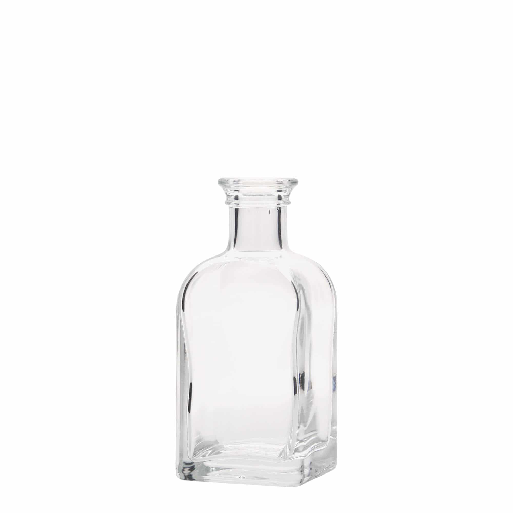 100 ml Bottiglia da farmacia 'Carré', vetro, quadrata, imboccatura: fascetta